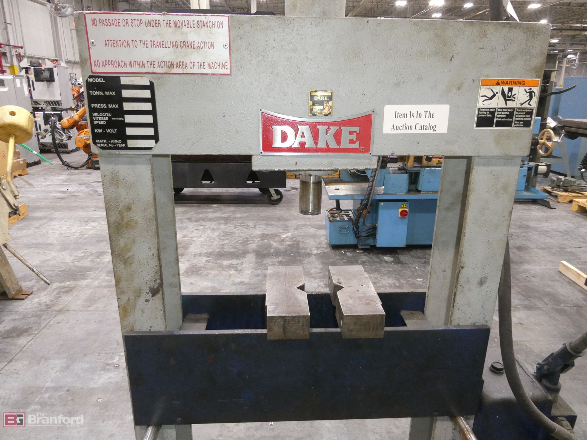 Dake Model PSM, 20-Ton Hydraulic Shop Press - Image 3 of 5