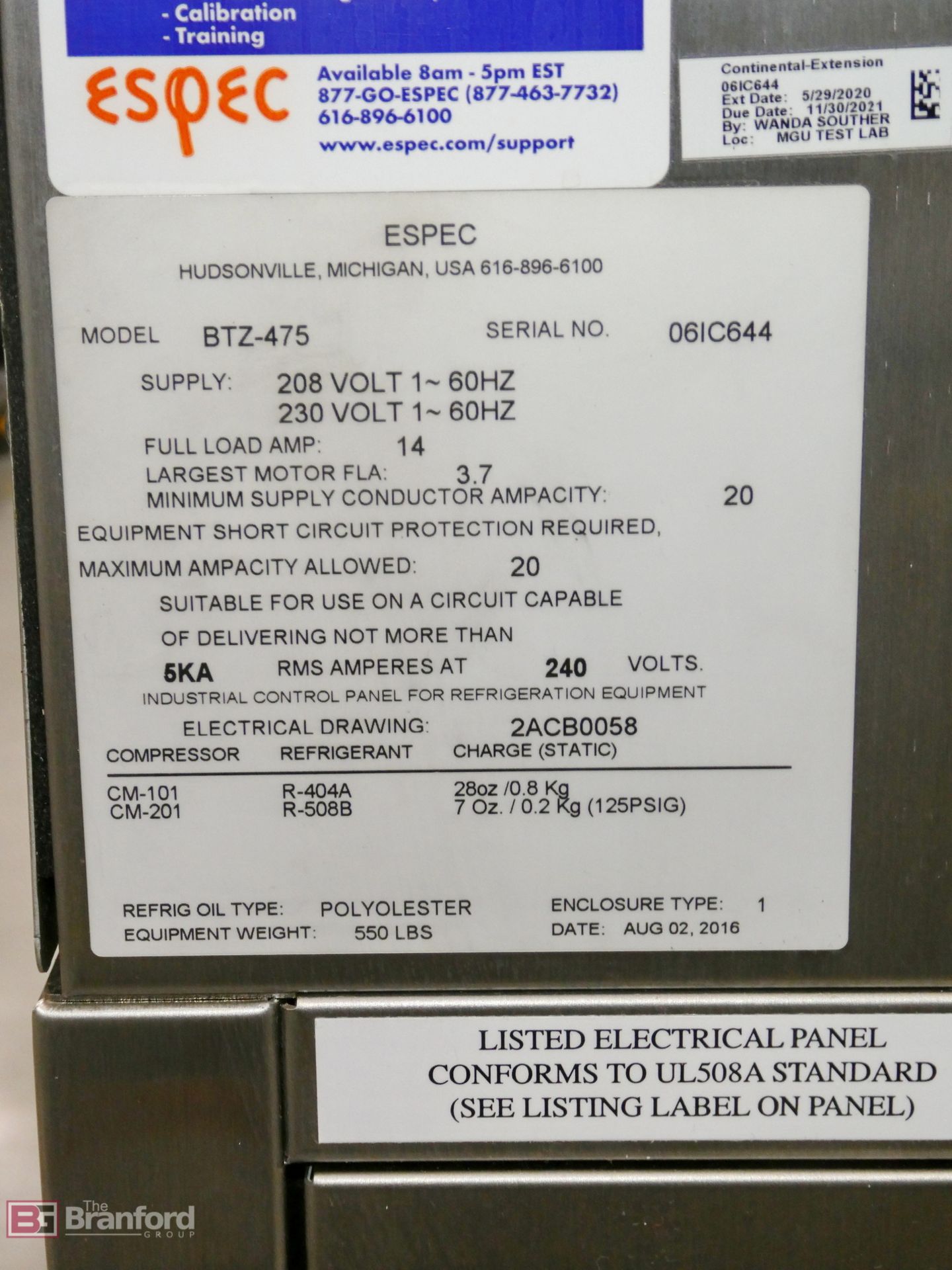 2016 ESPEC Model BTZ-475, Test Oven - Image 7 of 7