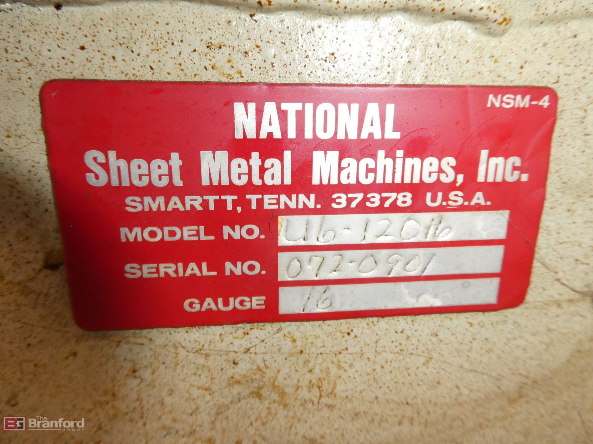 National Sheet Metal Machines Inc. Model U6-12016, 10' Box & PanMetal Press Brake - Image 6 of 6