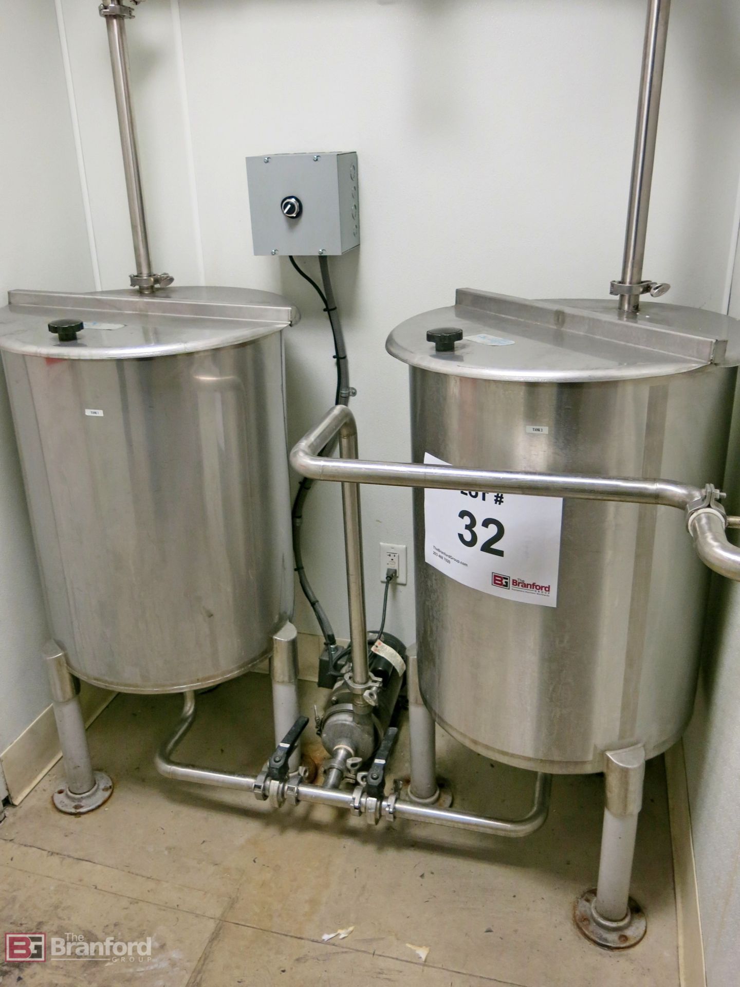 (2) Approx. 75-gallon flat bottom stainless steel liquid storage tanks - Image 2 of 3