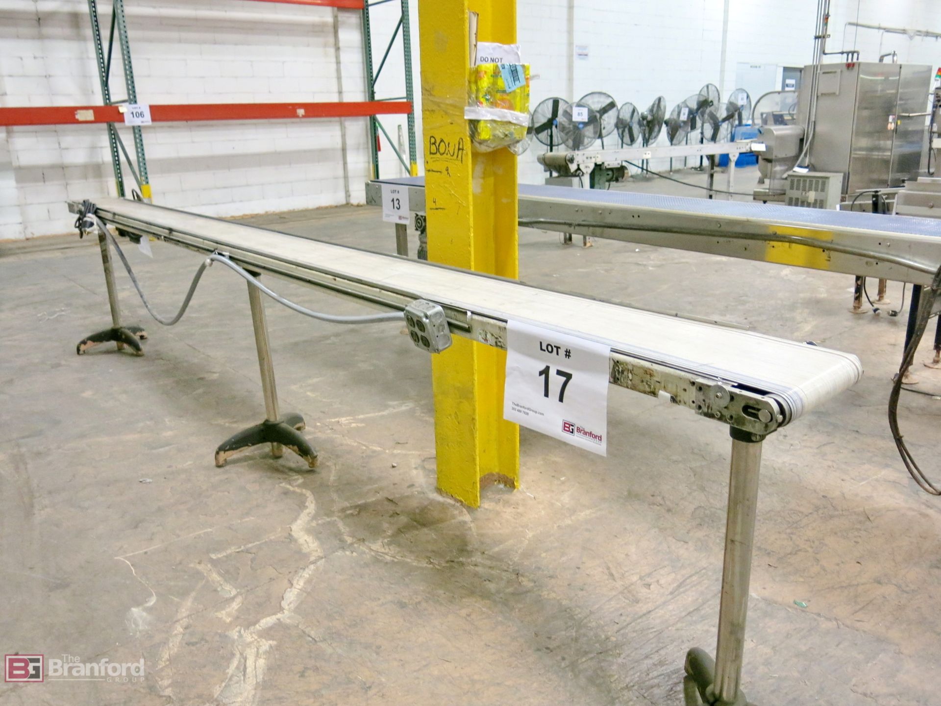 Approx. 13' x 9" motorized belt conveyor