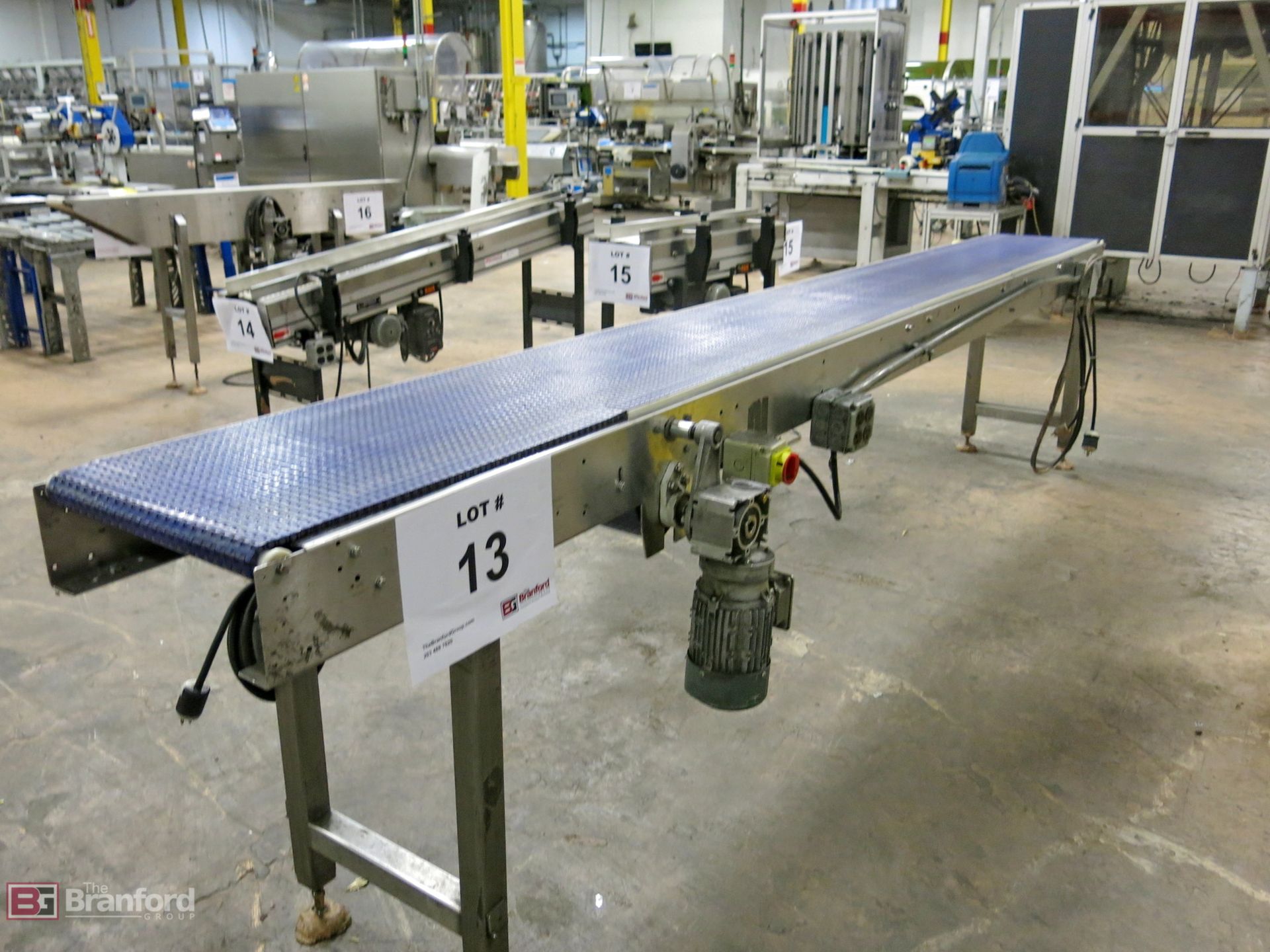 Approx. 12' x 16" plastic mesh motorized conveyor - Image 2 of 2