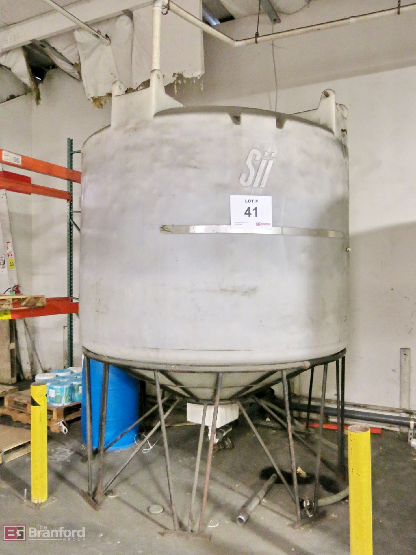 SII approx. 1000-gallon conical bottom polypropylene tank