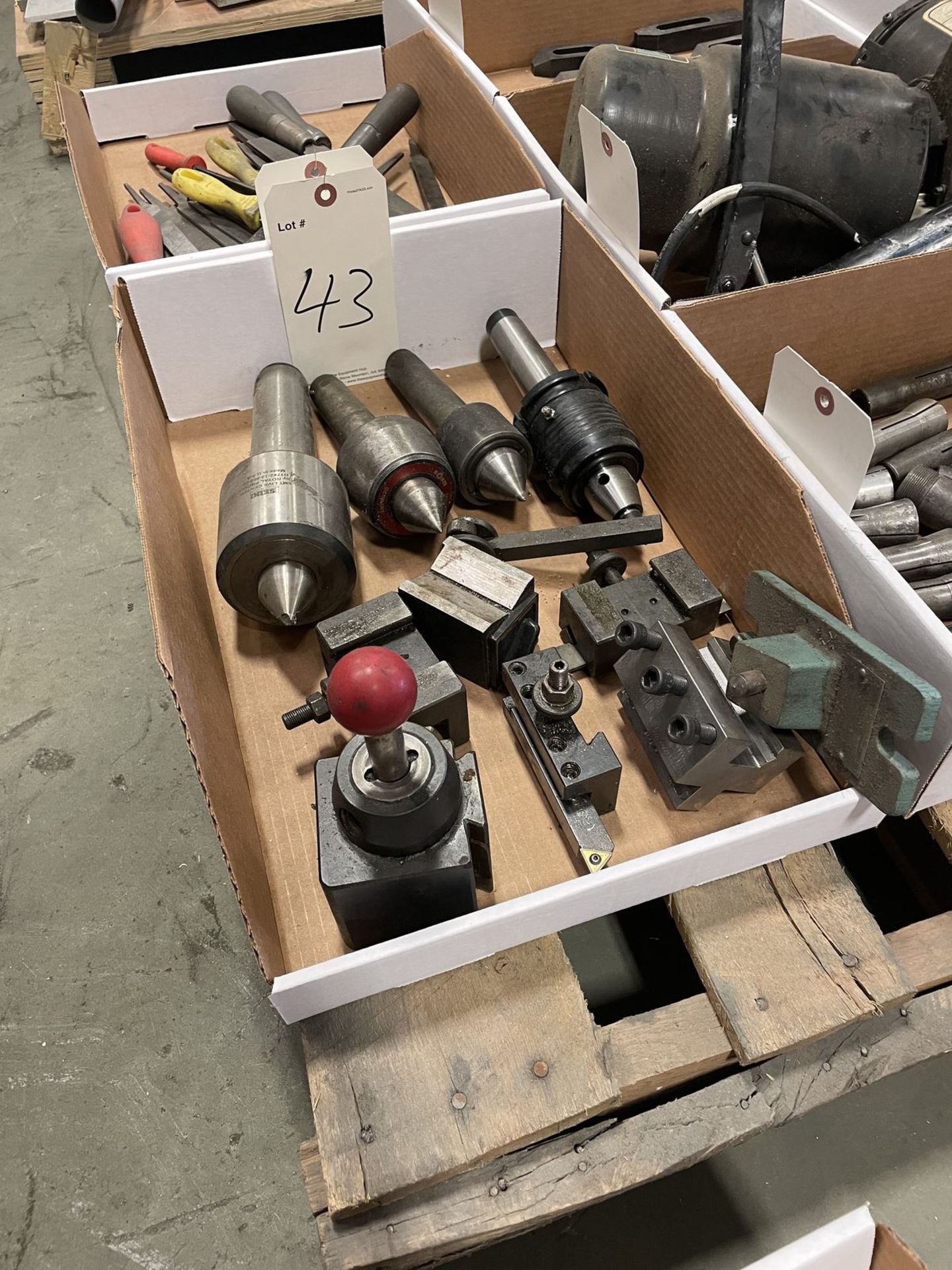 Assortment of Lathe Tools - Centers, Quick Change Tool Holders