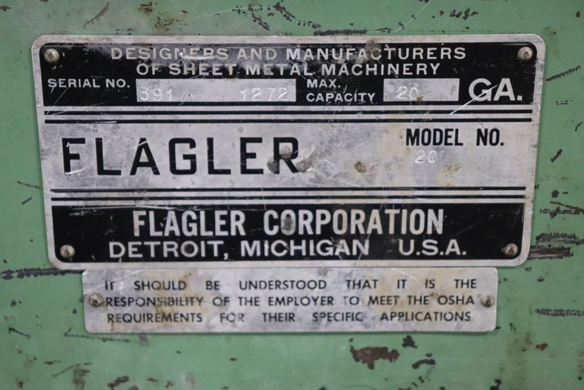 Flagler 20 Gauge Roll Forming Sheet Metal Machine - Image 4 of 12