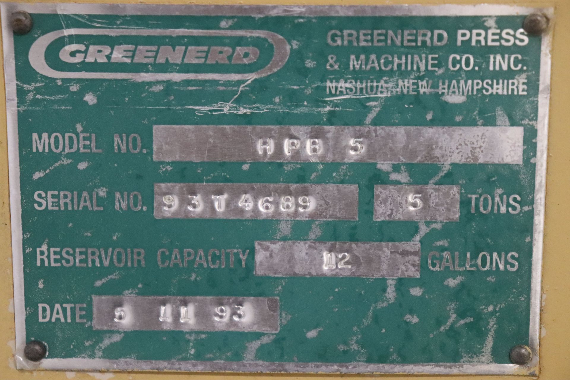Greenerd HPB-5 5 Ton C-Frame Hydraulic Press w/ Safety Curtains - Image 10 of 12