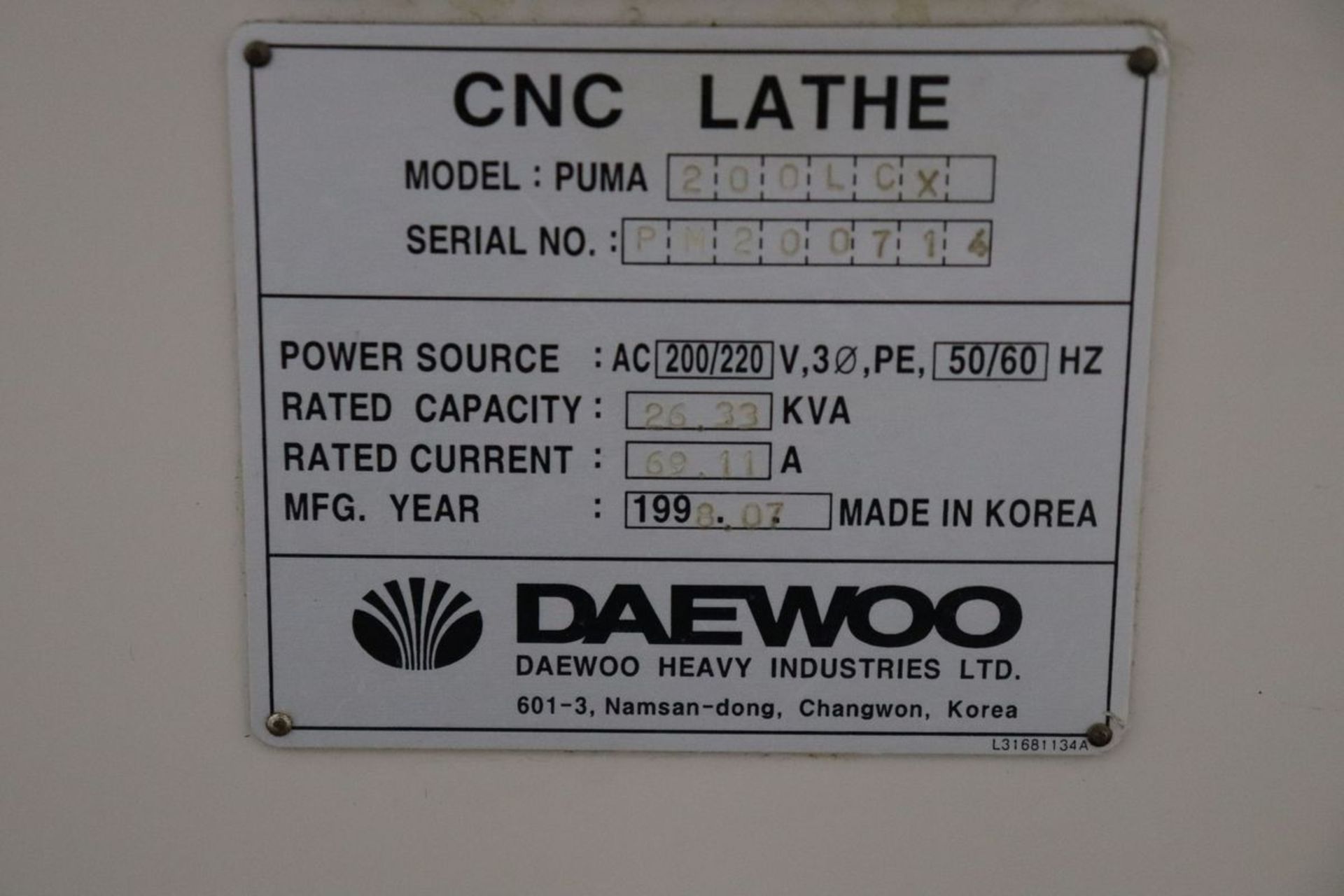 Daewoo Puma 200LCX CNC Turning Center Lathe - Image 14 of 15