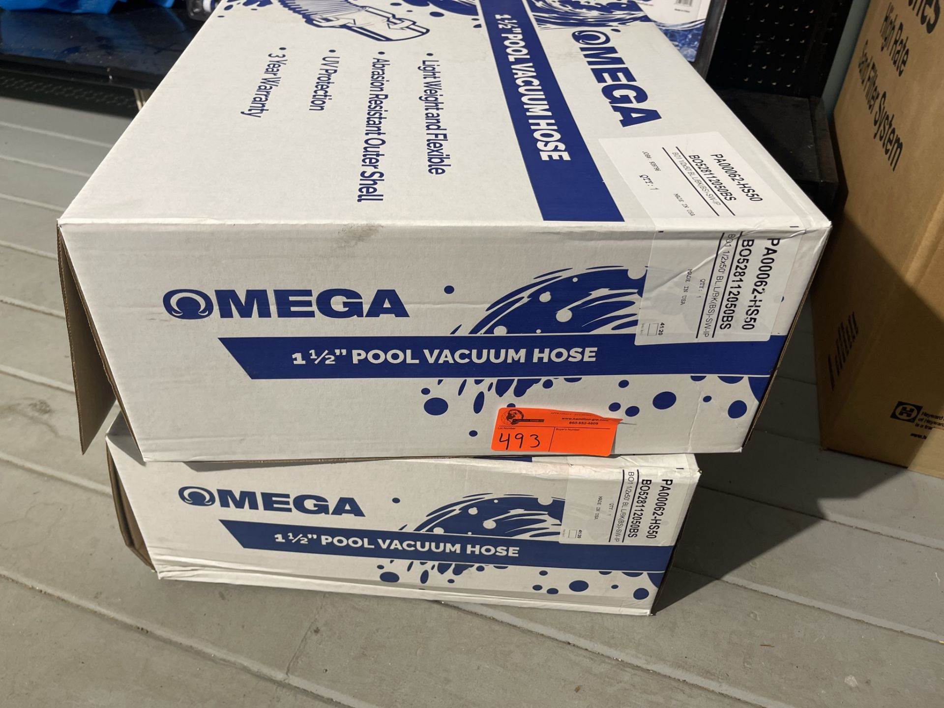 Lot of (2) Boxes Omega 1.5"x50' Pool Vacuum Hose