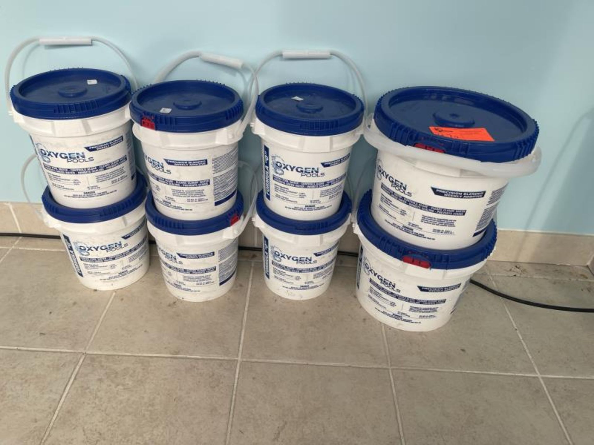 Lot of (2) Oxygen Pools Precision Blend Weekly Additive (2) 25# Buckets & (6) 10# Buckets