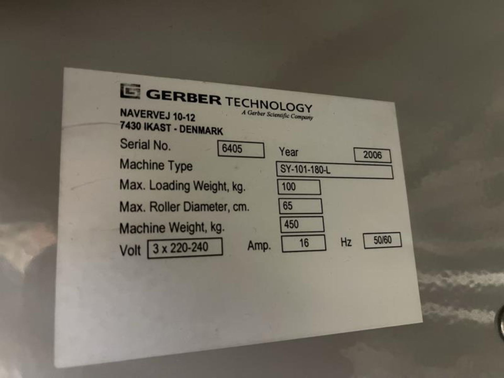 Gerber Spreader Machine with Transfer Table, Associated Equipment M: SY-101-1804 SN: 6405 - Image 3 of 10