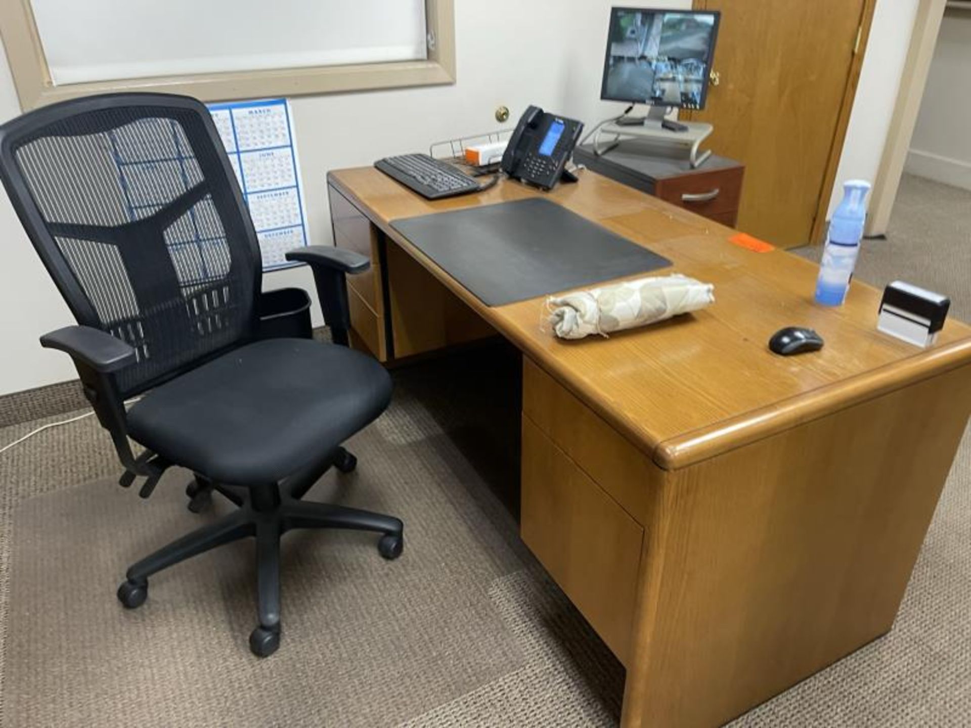 Wooden Desk, Credenza, Office Chair Mesh by Richards - Image 4 of 4