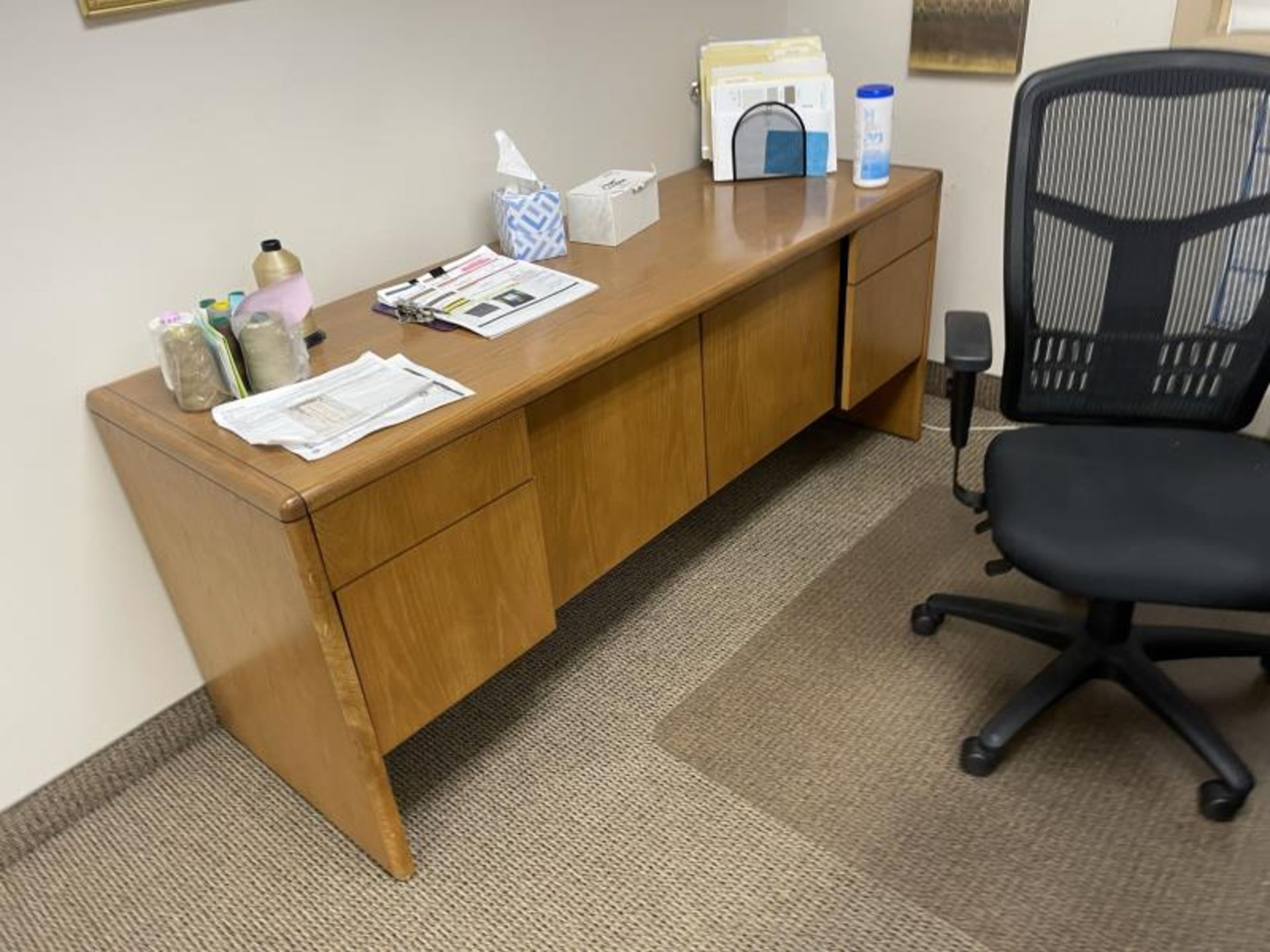 Wooden Desk, Credenza, Office Chair Mesh by Richards - Image 3 of 4