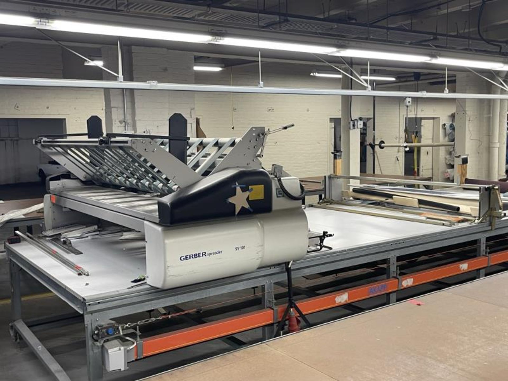 Gerber Spreader Machine with Transfer Table, Associated Equipment M: SY-101-1804 SN: 6405