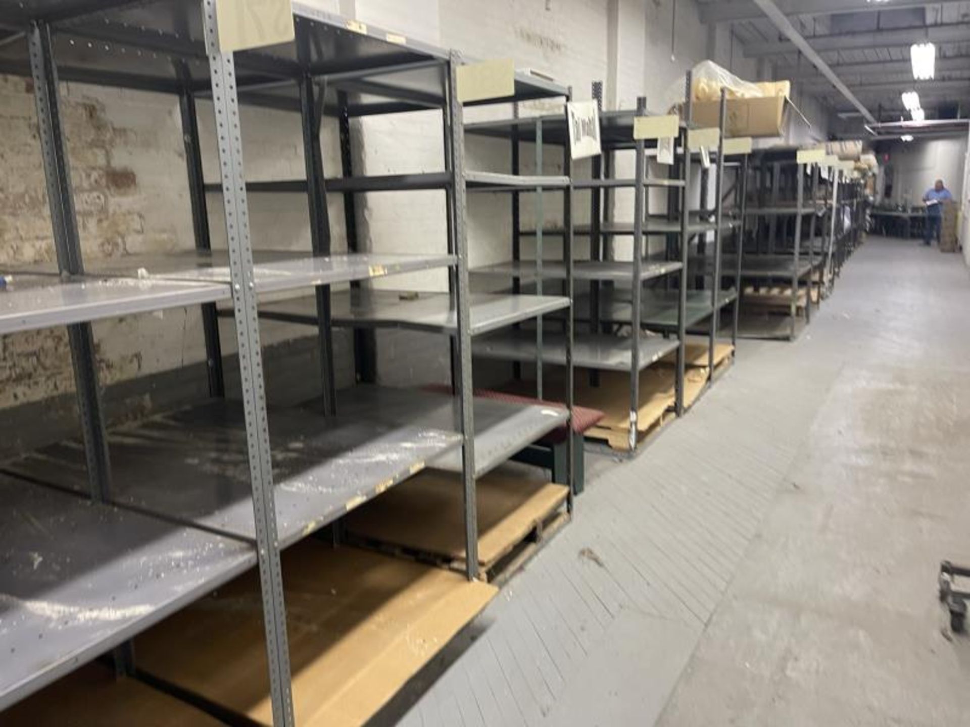 Lot of (28) Sections of Shelving each with Four Shelves, 3'x4', 75"Tall