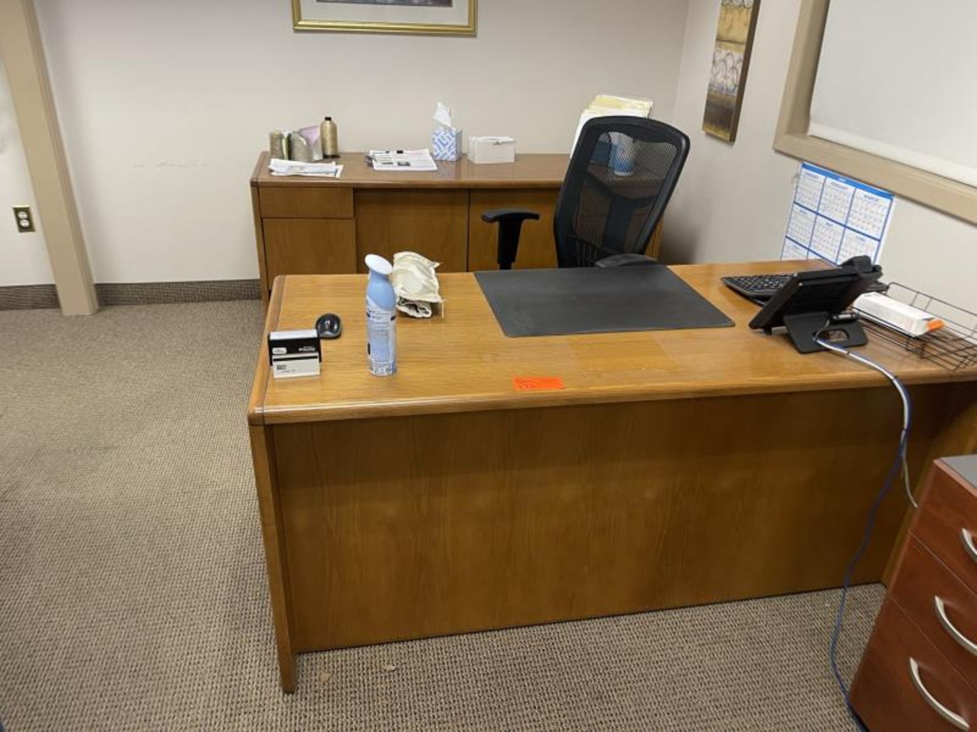 Wooden Desk, Credenza, Office Chair Mesh by Richards - Image 2 of 4