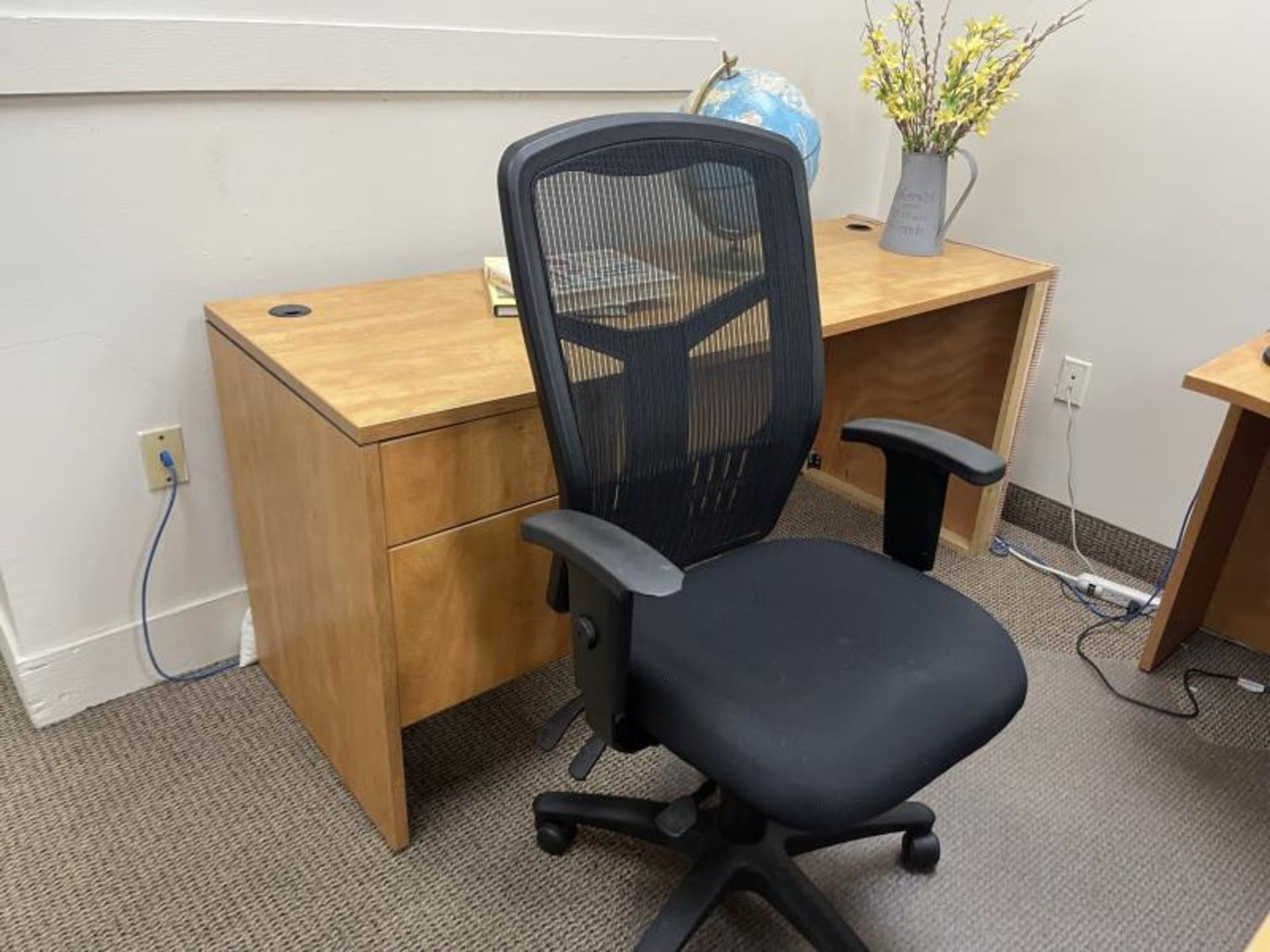 Richard Office Chair, Wood Laminate Desk "L" Shape & Back Desk with Mesh Office Chair - Image 2 of 3