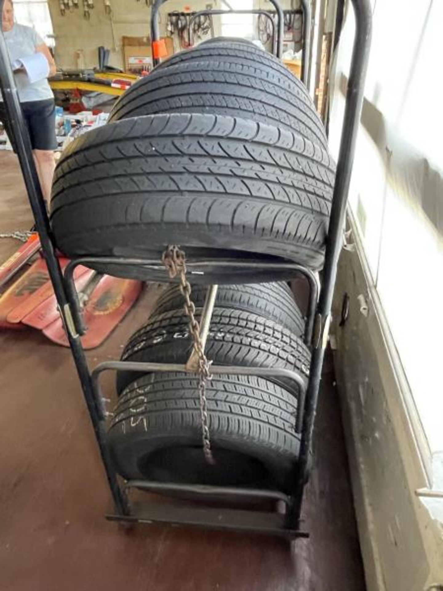 Rolling 2-Tier Tire Rack with Assorted Tires - Image 6 of 6