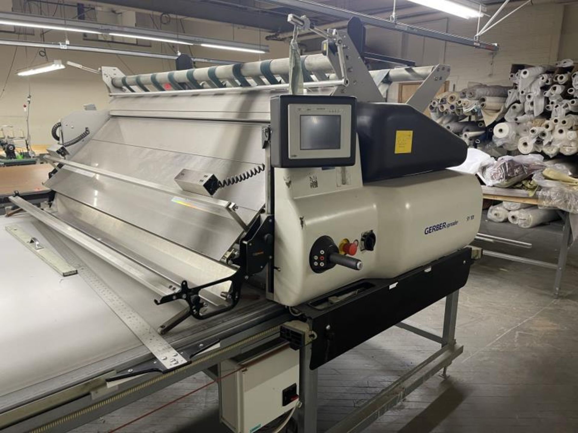 Gerber Spreader Machine with Transfer Table, Associated Equipment M: SY-101-1804 SN: 6405 Associated