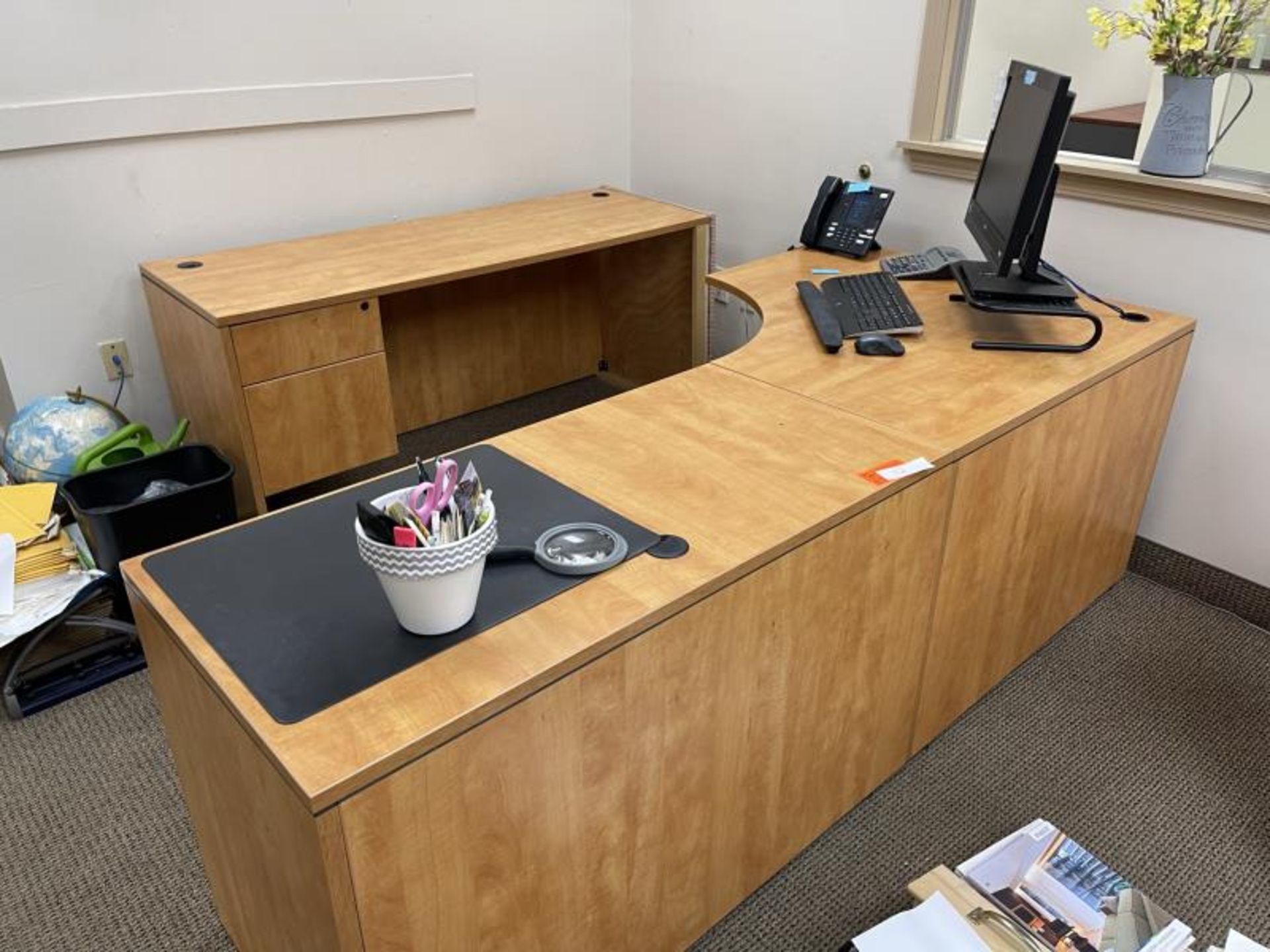 Wood Laminate Desk "L" Shape & Back Desk - Image 3 of 4