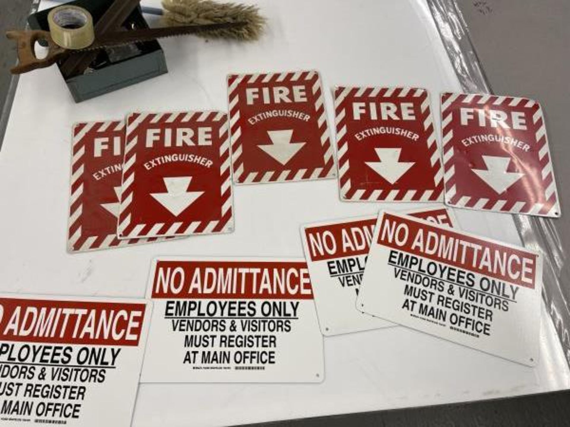 Lot of (4) "NO ADMITTANCE" & (5) "FIRE" Signs