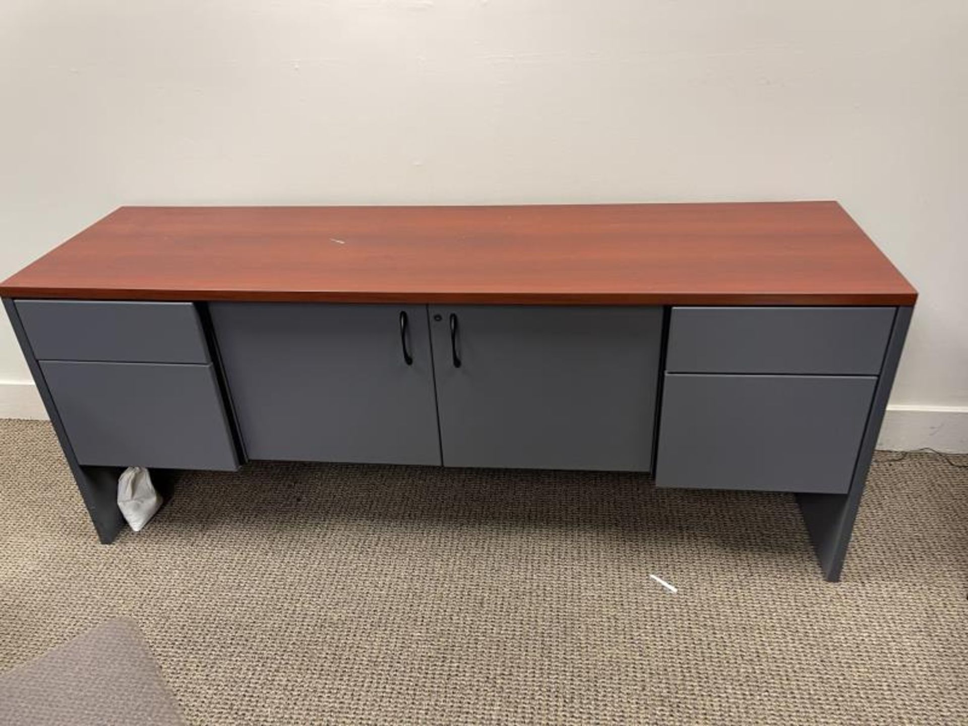 Desk with Drawers & "L" Shaped, Credenza with (4) Drawers Drawers - Image 2 of 4