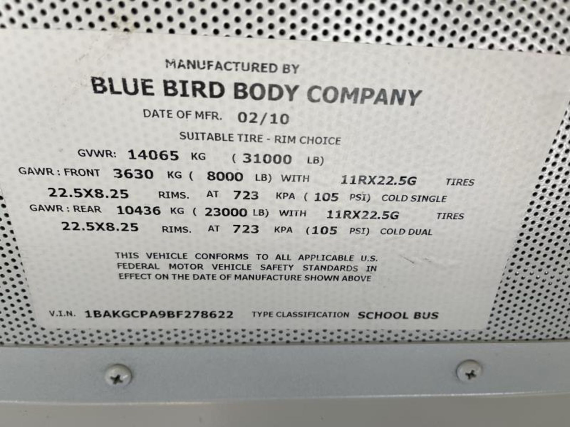 2011 Blue Bird Bus, Odometer Reads 193,151, Engine Starts, New Batteries, VIN: 1BAKGCPA9BF278622 - Image 38 of 40