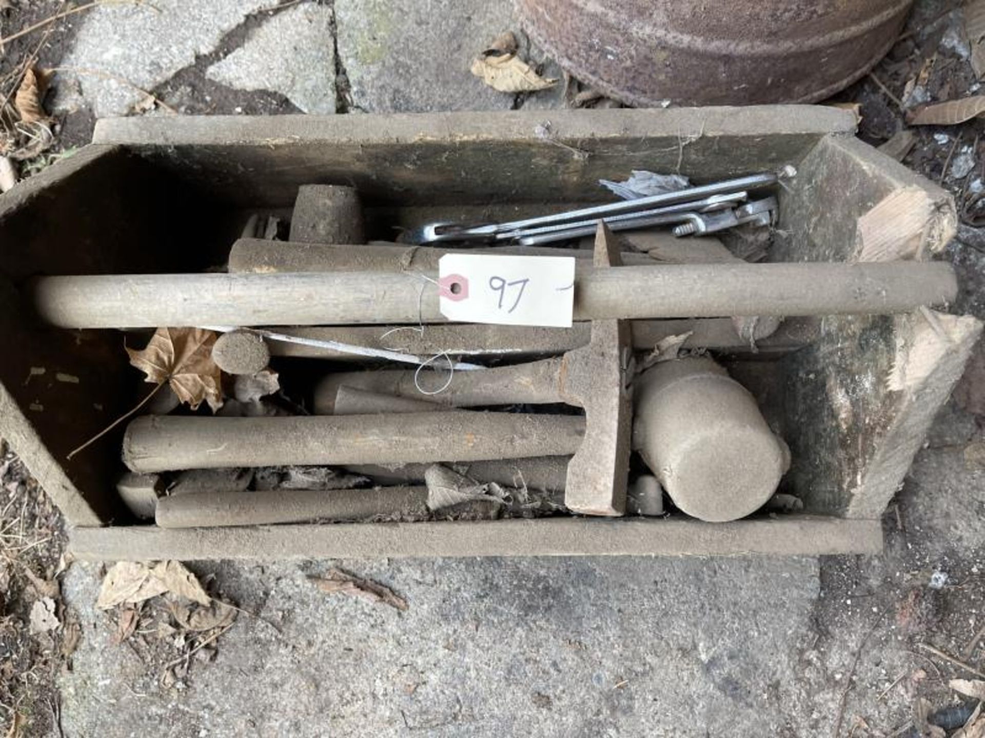 Wooden Tool Box with Hammers - Image 2 of 3