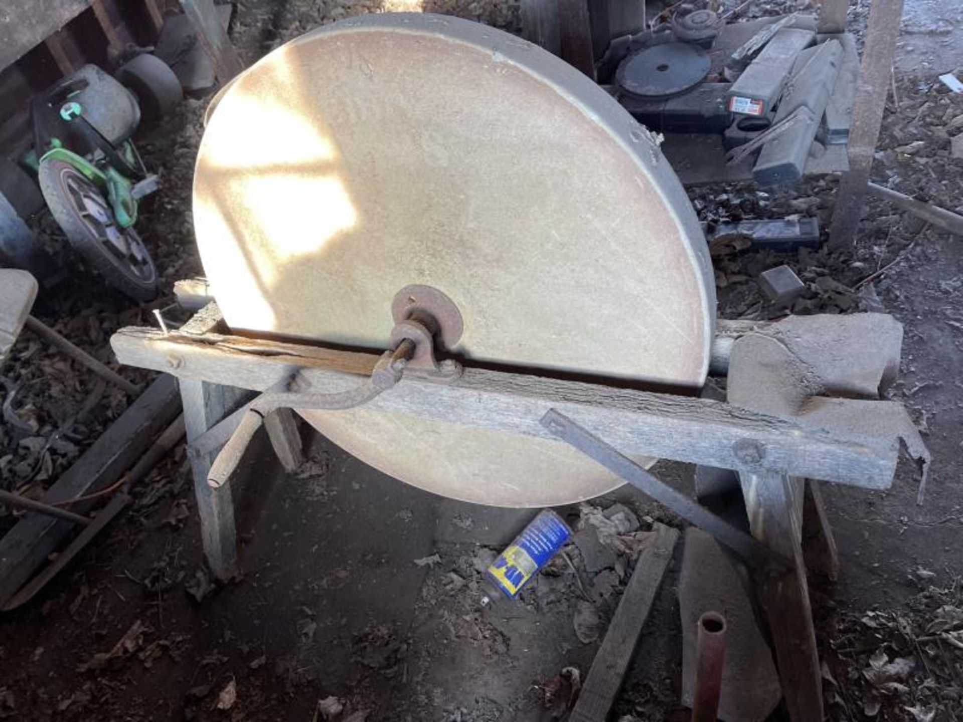 Grinding Wheel 28" Diameter, Poor Wooden Frame - Image 4 of 4