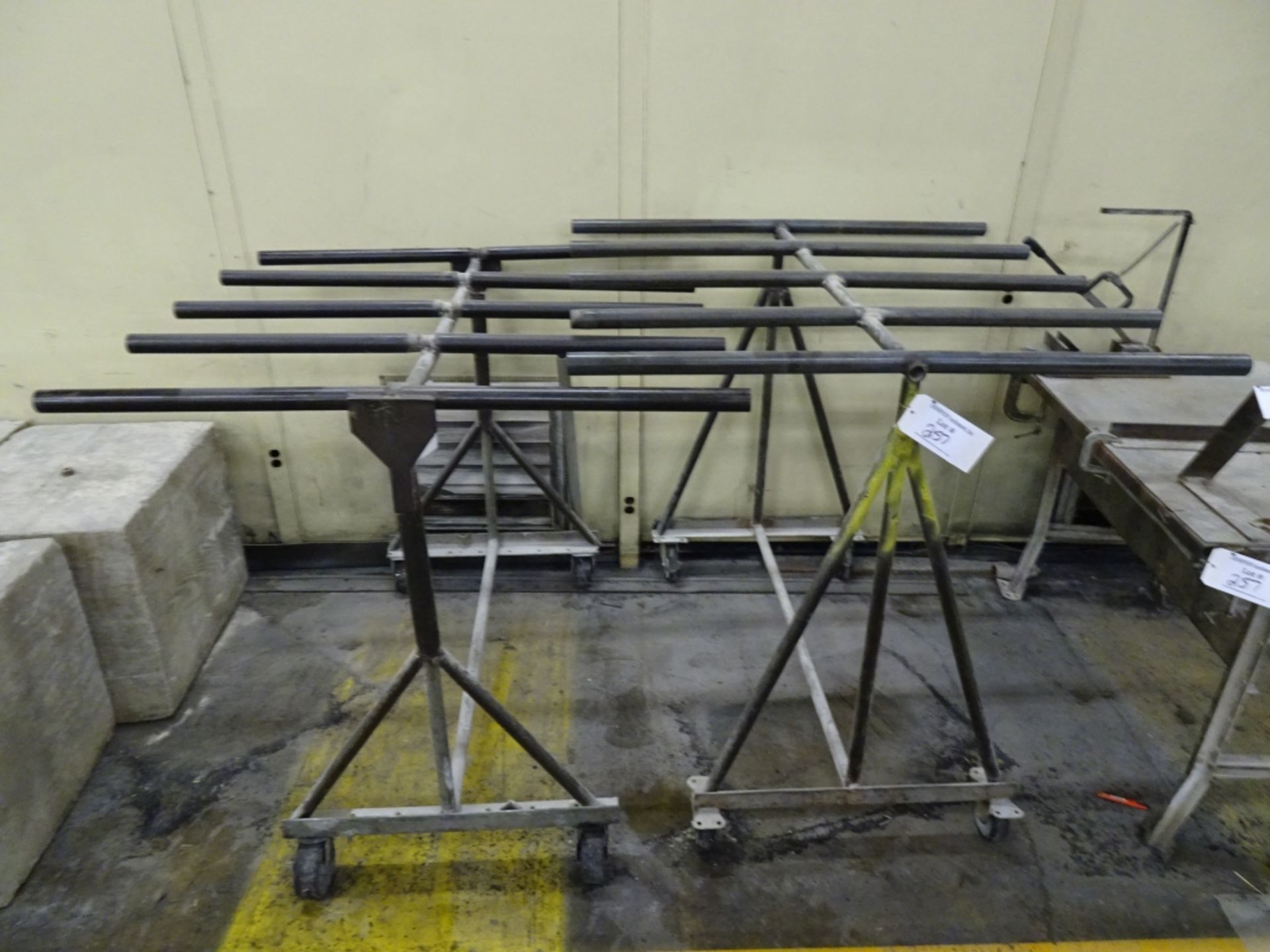 (1) 48"x30" Workbench with Associated Clamps, Fixture, (2) 10-Postion Rolling Drying Racks - Image 2 of 4