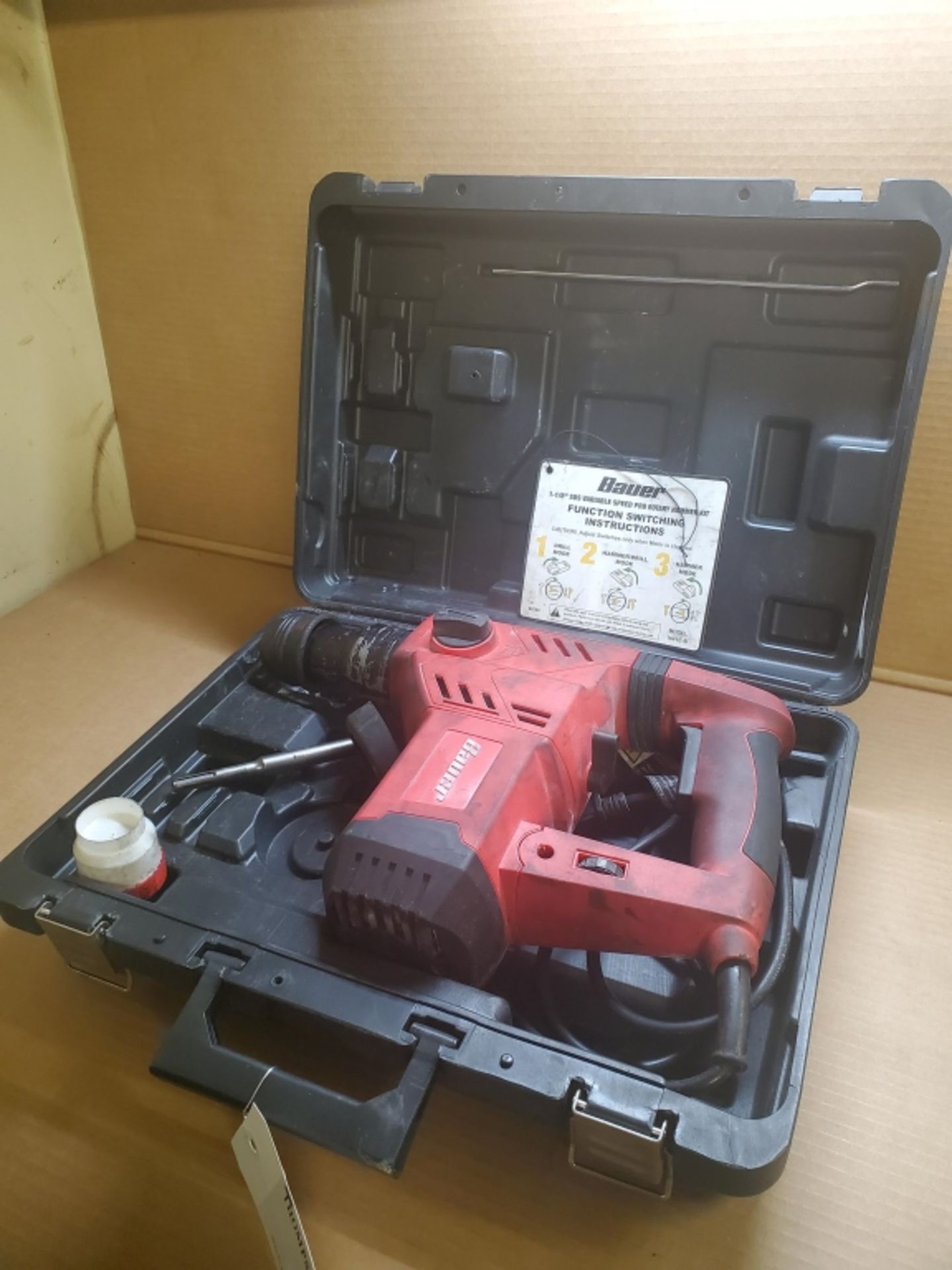 Bauer Model 1641E-B 1-1/8" SDS Variable Speed Pro Rotary Hammer Drill With Case