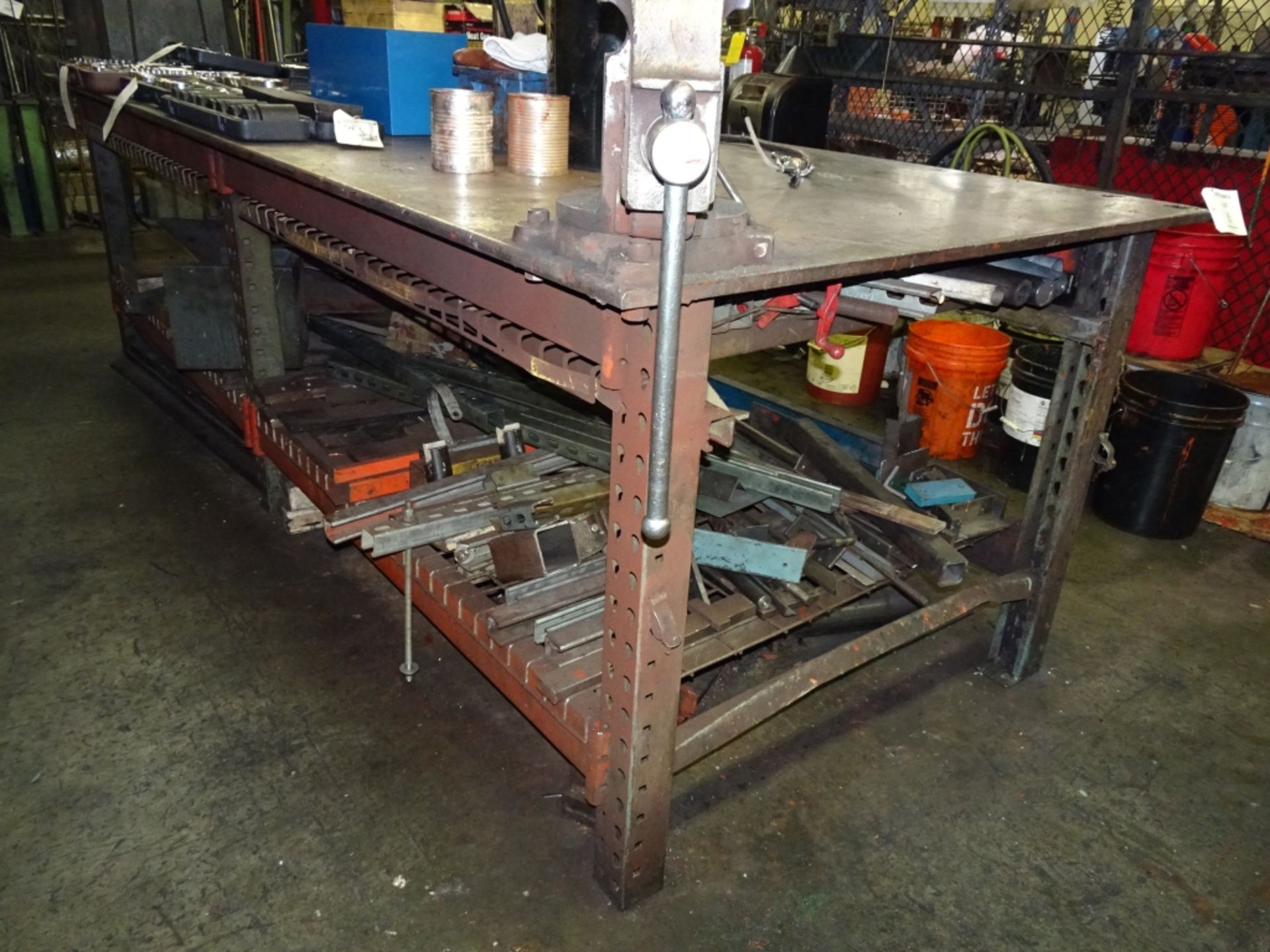 10' x 4' Custom Fabricated Welding Table w/ Vise and Misc Metals - Image 6 of 6