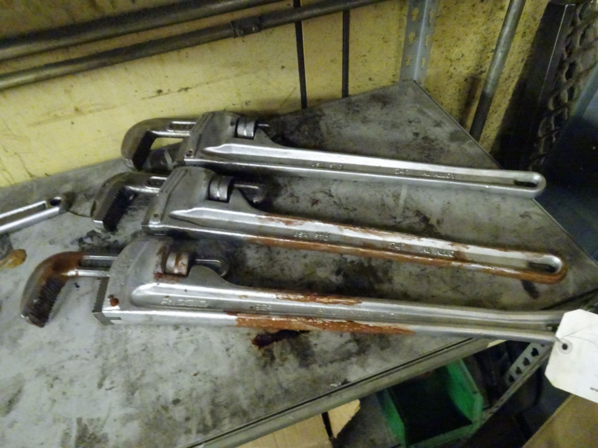 (1) Ridgid 824 24" Aluminum Pipe Wrench, (2) USA STD 24" Aluminum Pipe Wrenches