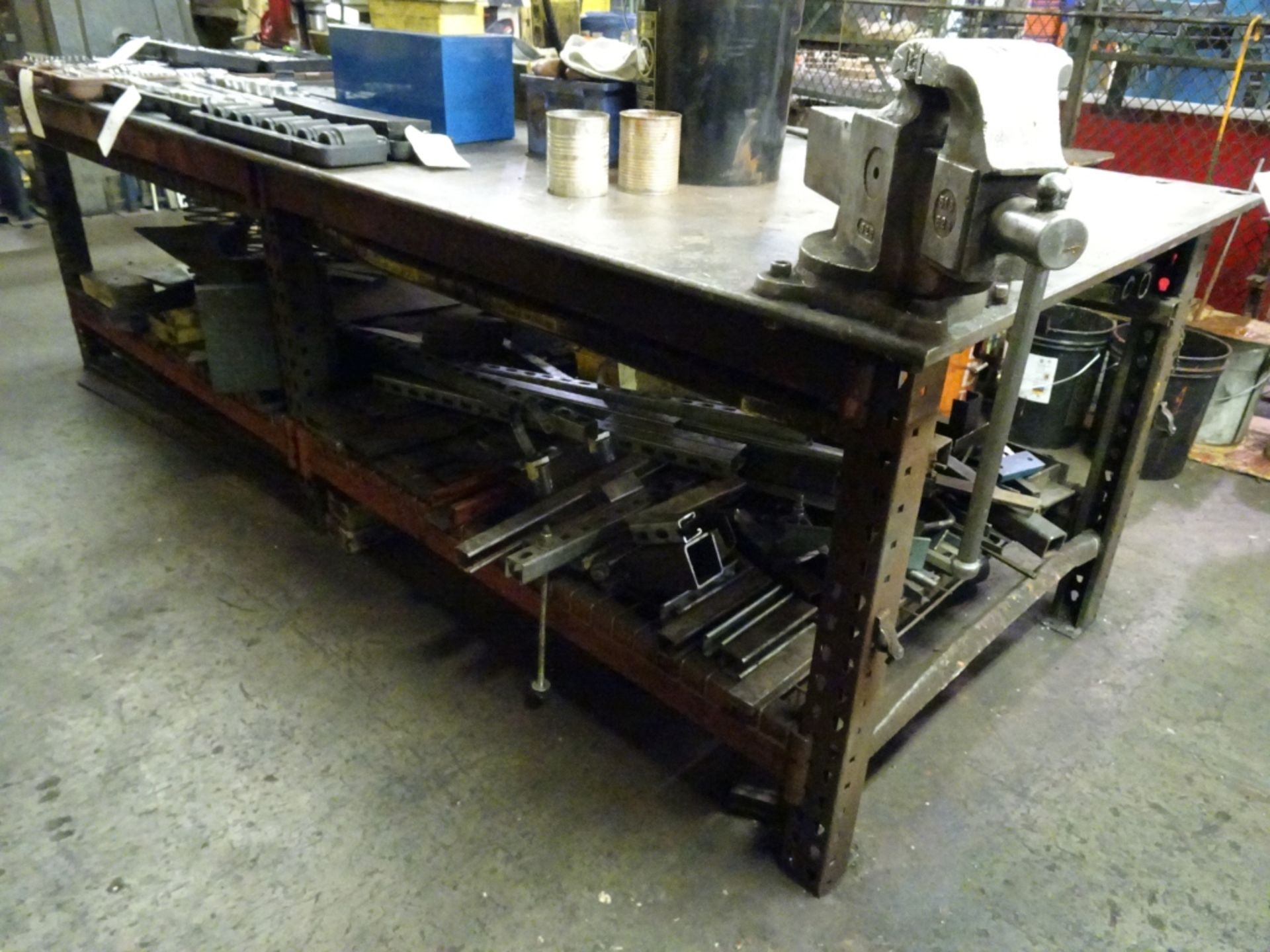 10' x 4' Custom Fabricated Welding Table w/ Vise and Misc Metals