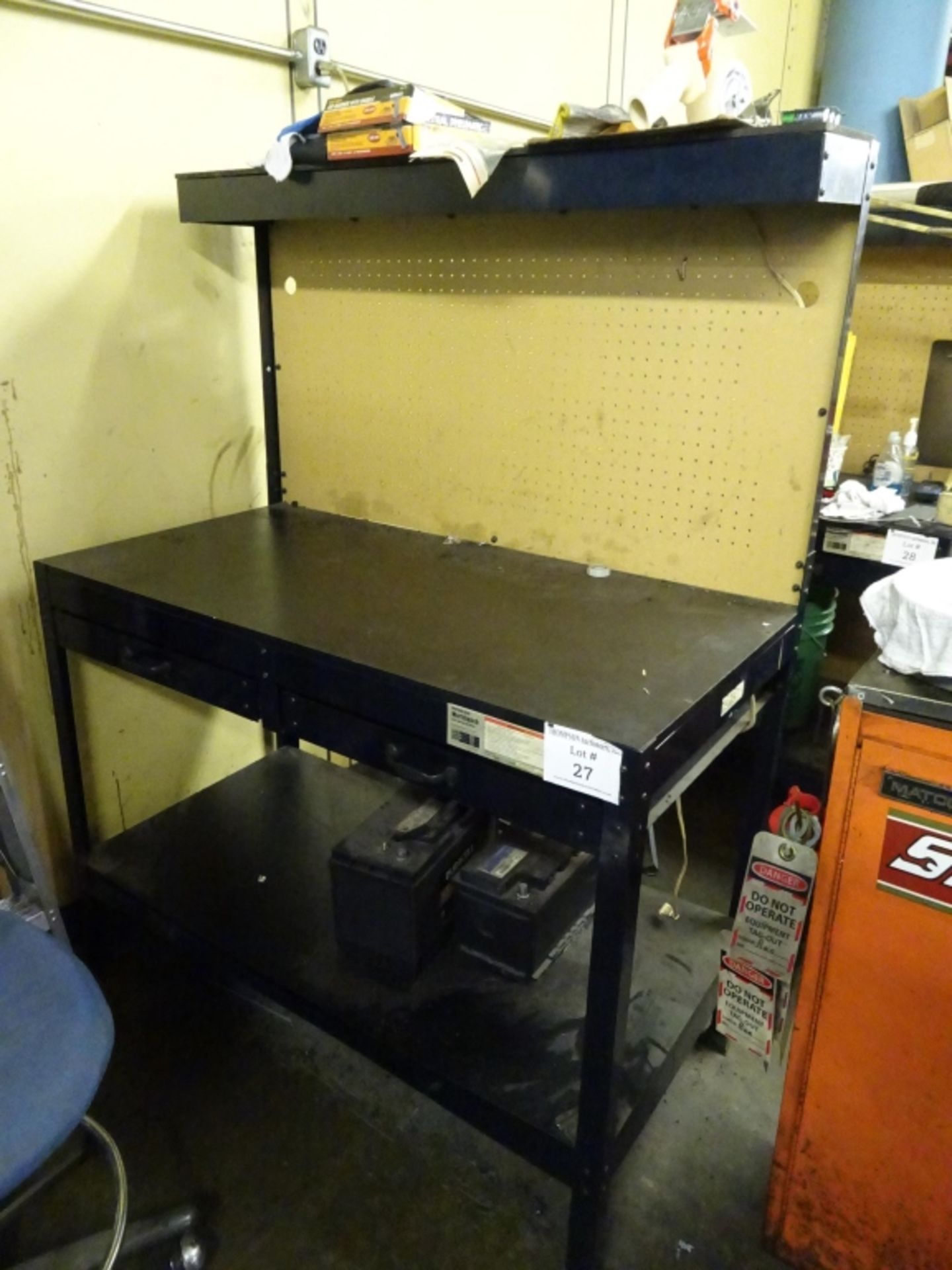 48" x 24" Workbench Model 60723 With Shelving, Drawers, Light, Pegboard - Image 2 of 2