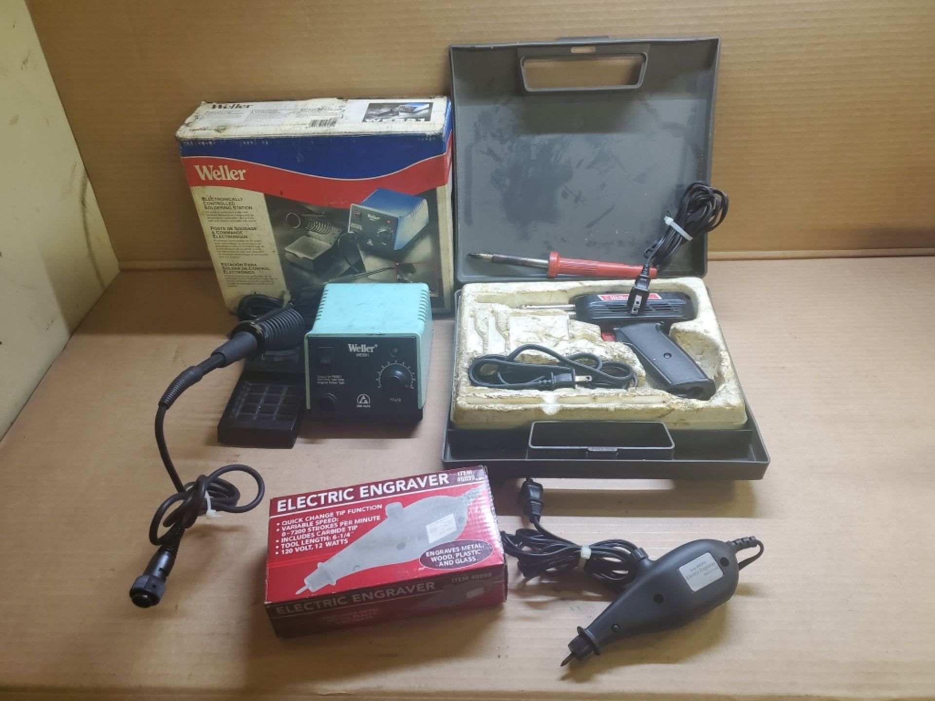 (1) Weller WES51 Soldering Station Soldering Iron, Iron Stand, And Box, (1) Weller 8200 Soldering