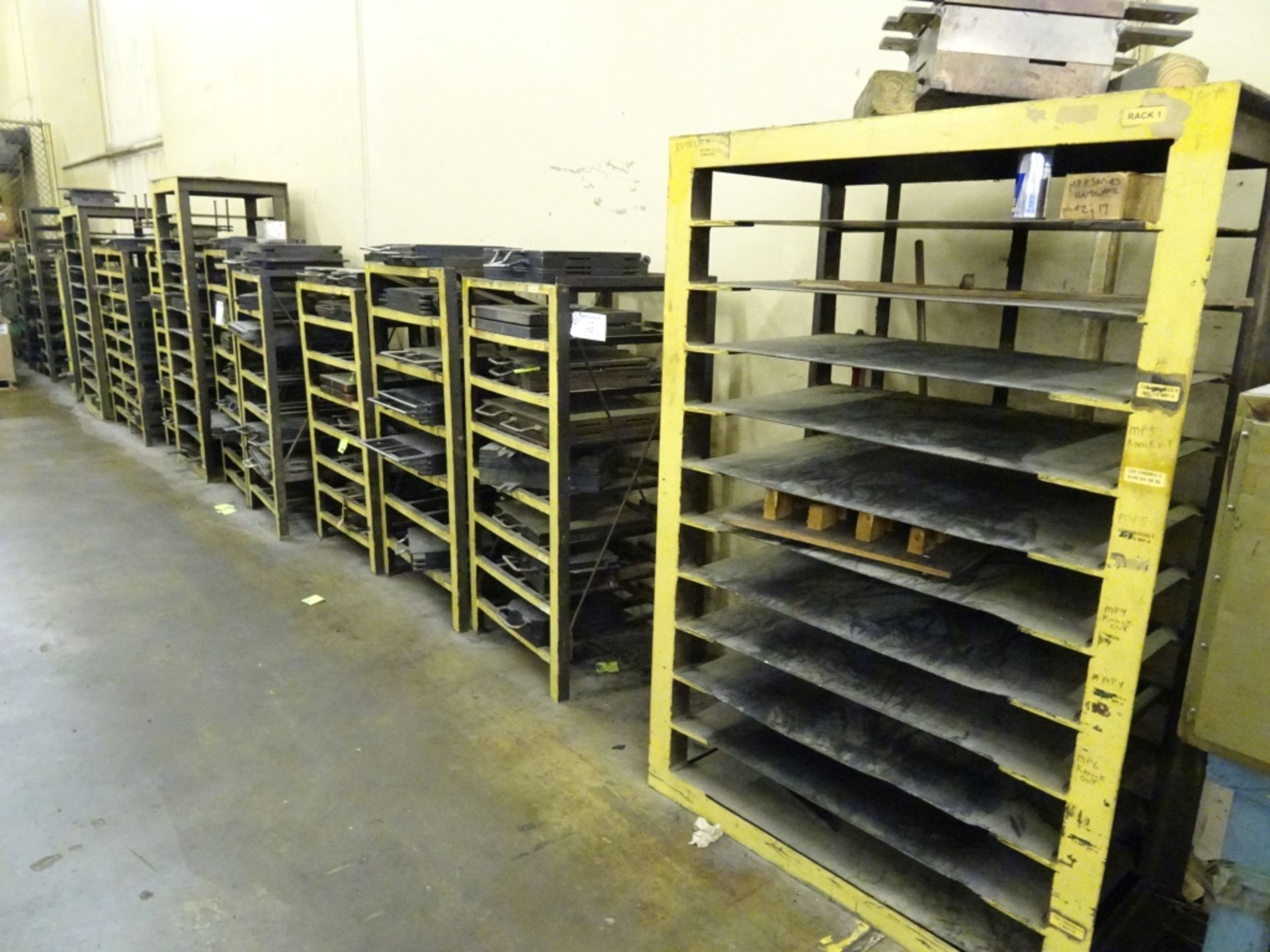 (14) Various Sized Heavy Duty Steel Mold Racks With No Contents