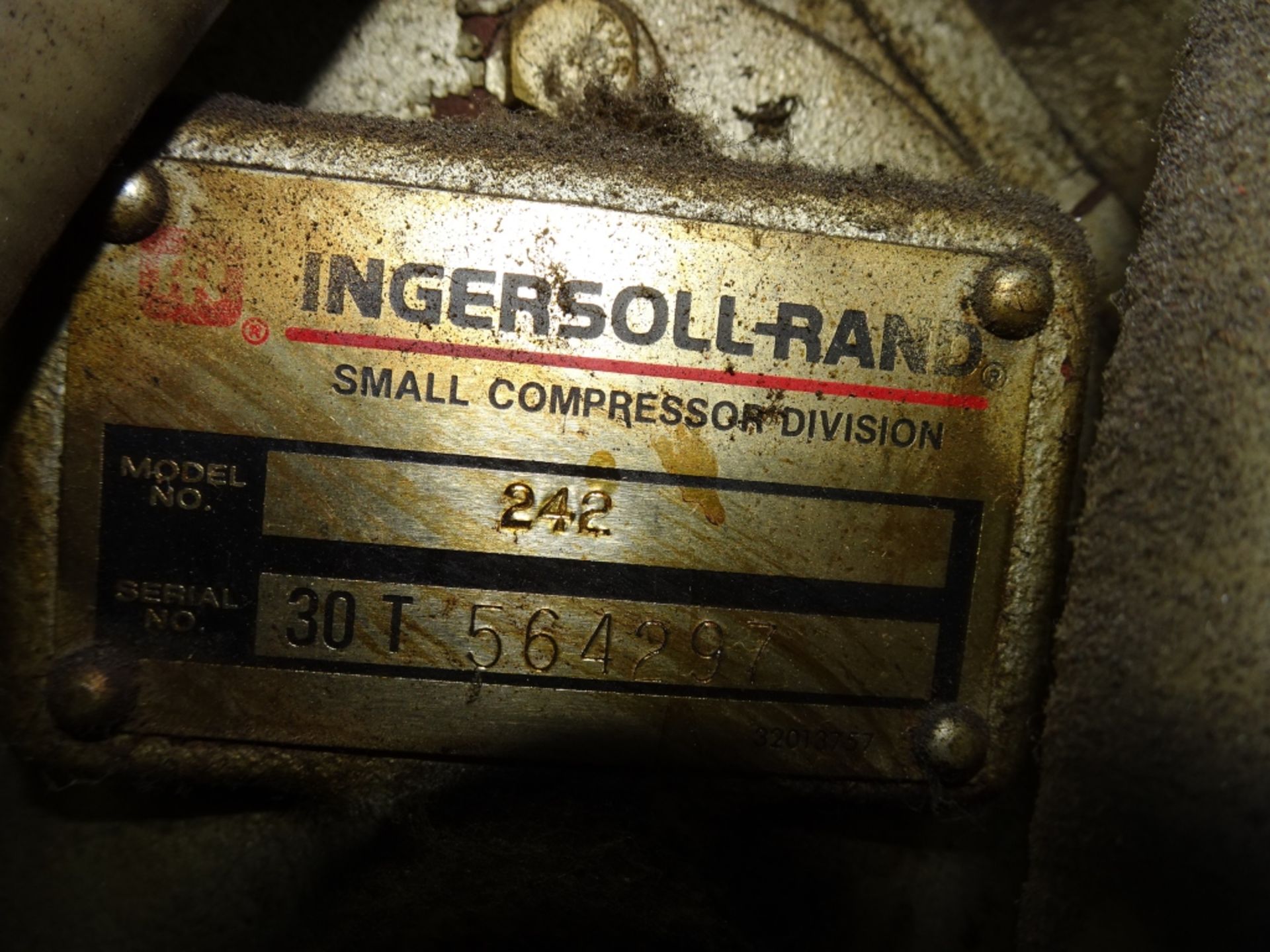 Ingersoll-rand Model 24Q 10HP Air Compressor with Approx. 50Gal Capacity Horizontal Air Storage Tank - Image 3 of 3