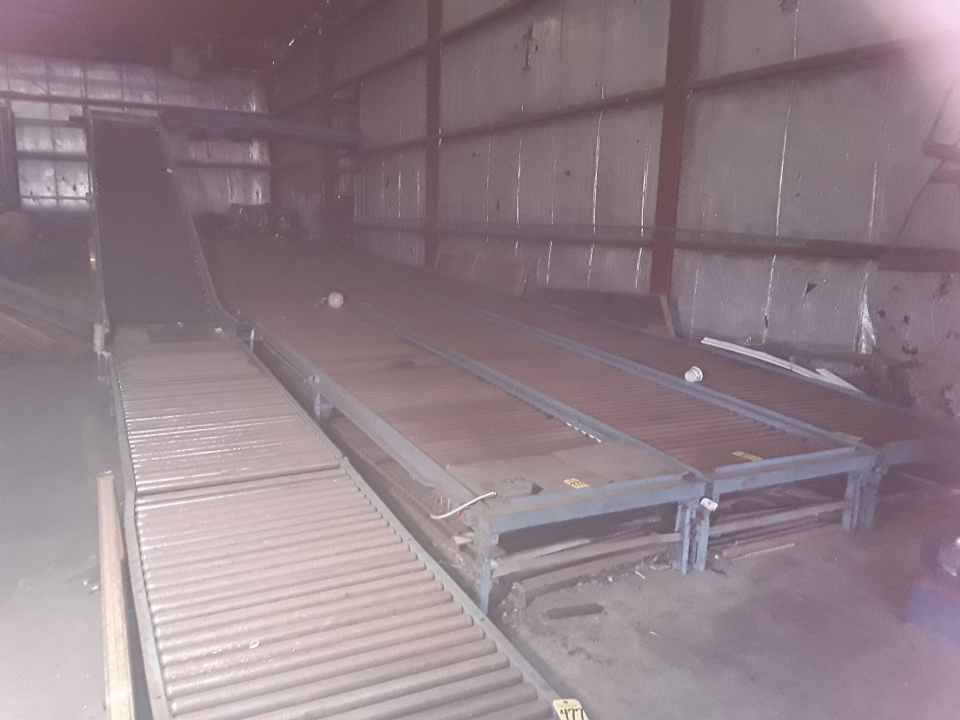 Sortrac I Roller Conveyor System, (3) 42" Wide X Approx. 60' Long Roller Conveyors, and Motorized