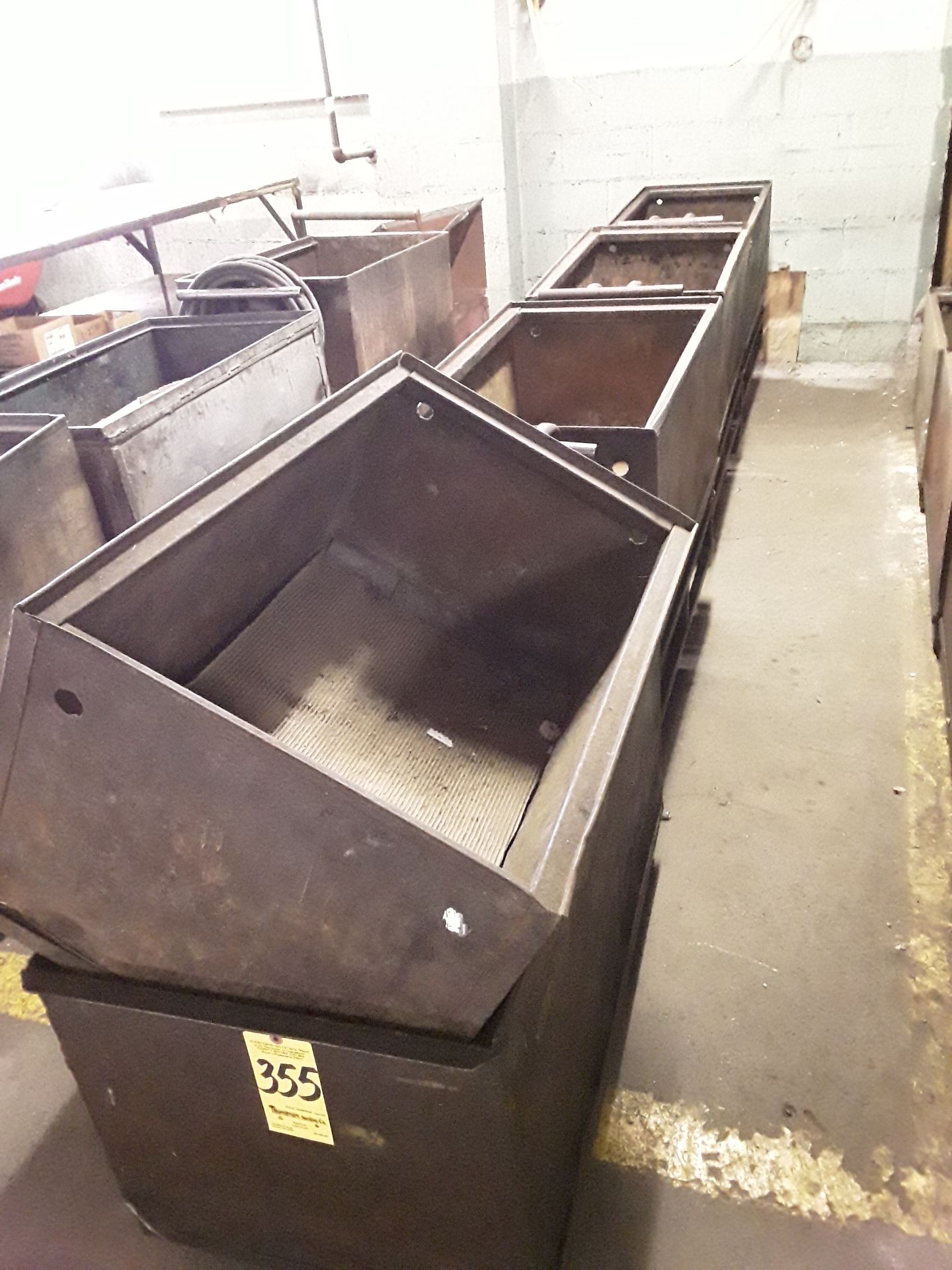 (2) Metal Tubs and (3) Metal Tubs on Carts