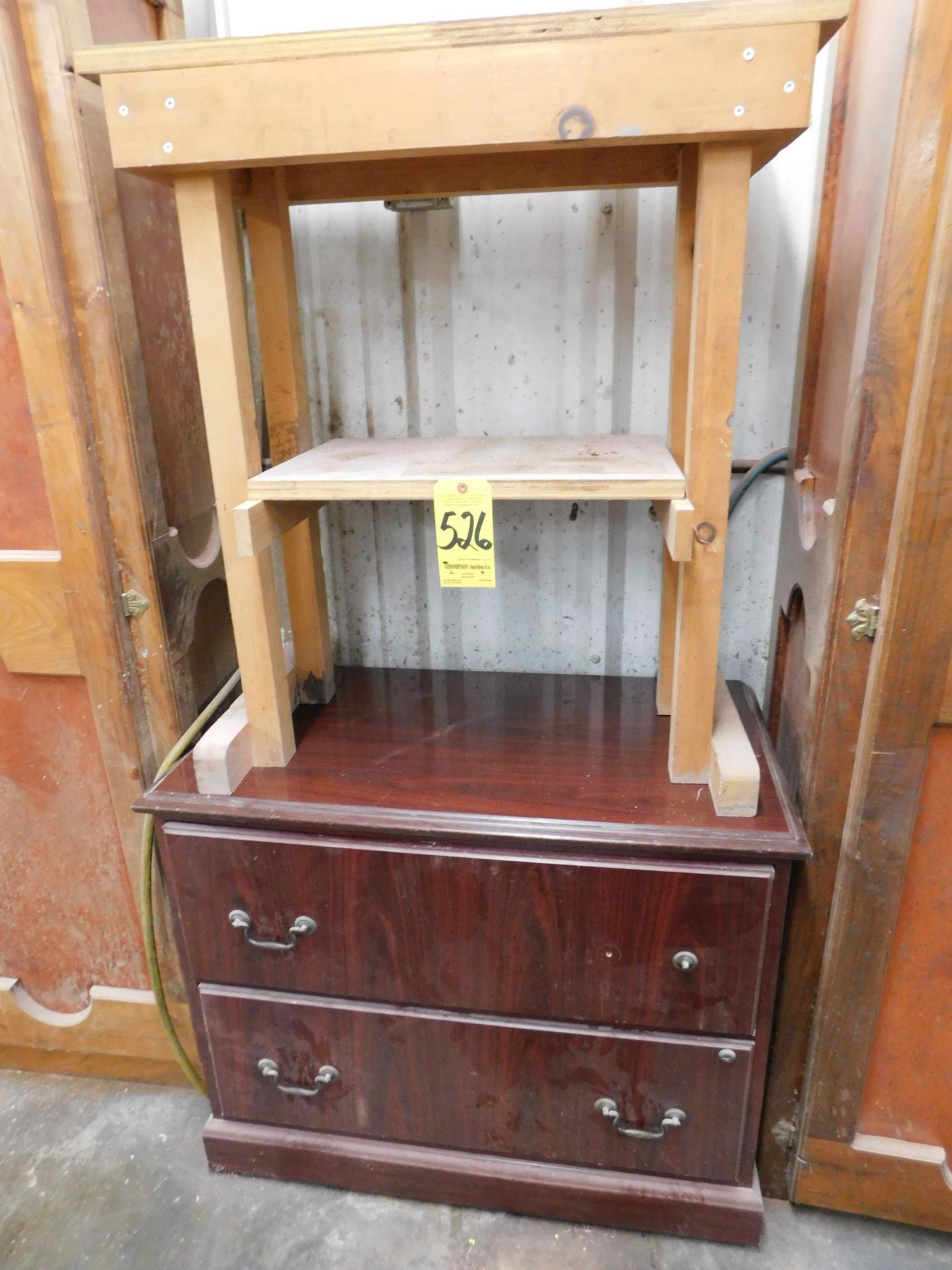 Wooden Table and 2-Drawer Cabinet