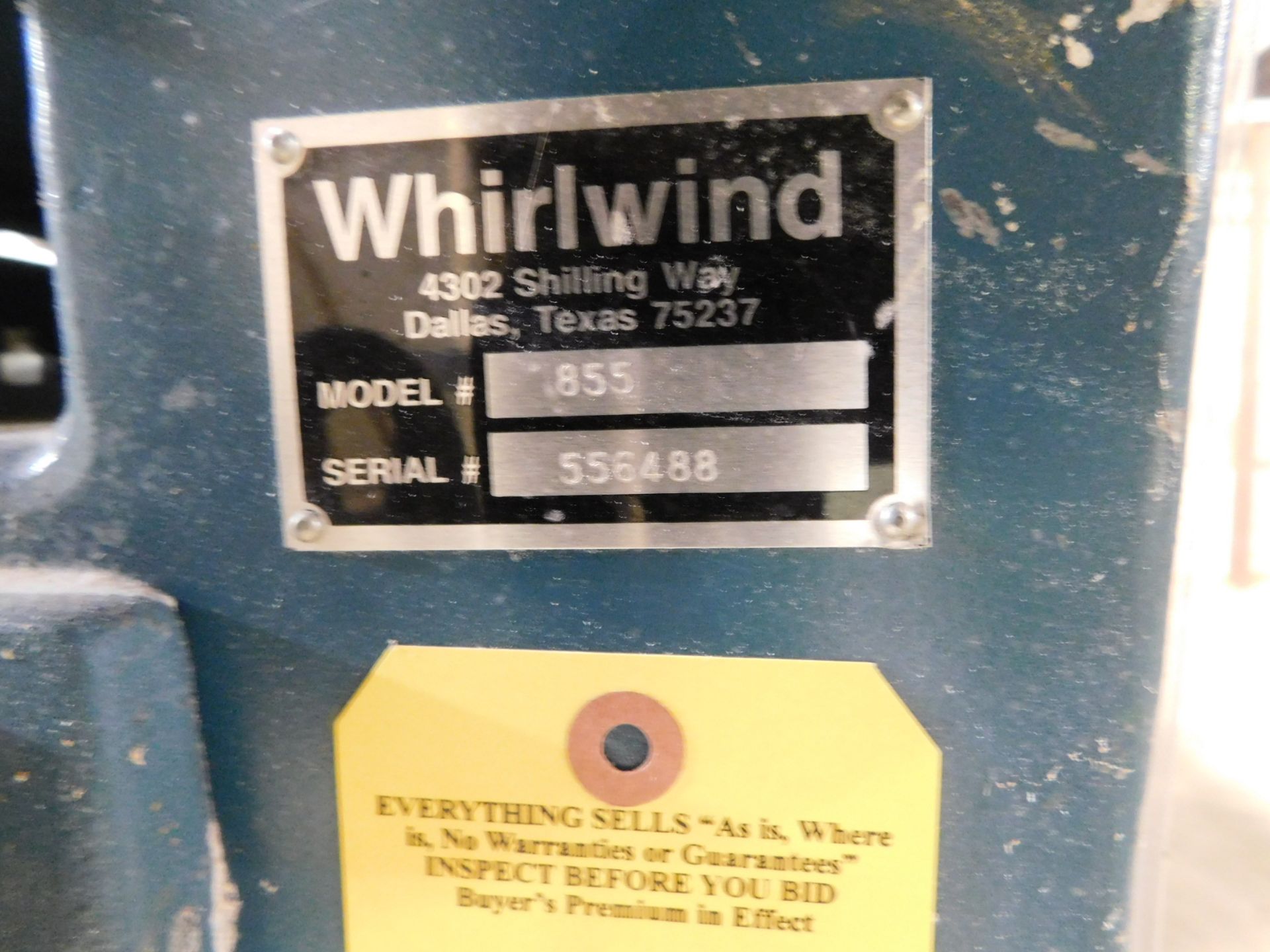 Whirlwind Model 855 Edge Sander, s/n 556488, 8 1/2” X 56” Capacity, Oscillating - Image 8 of 8