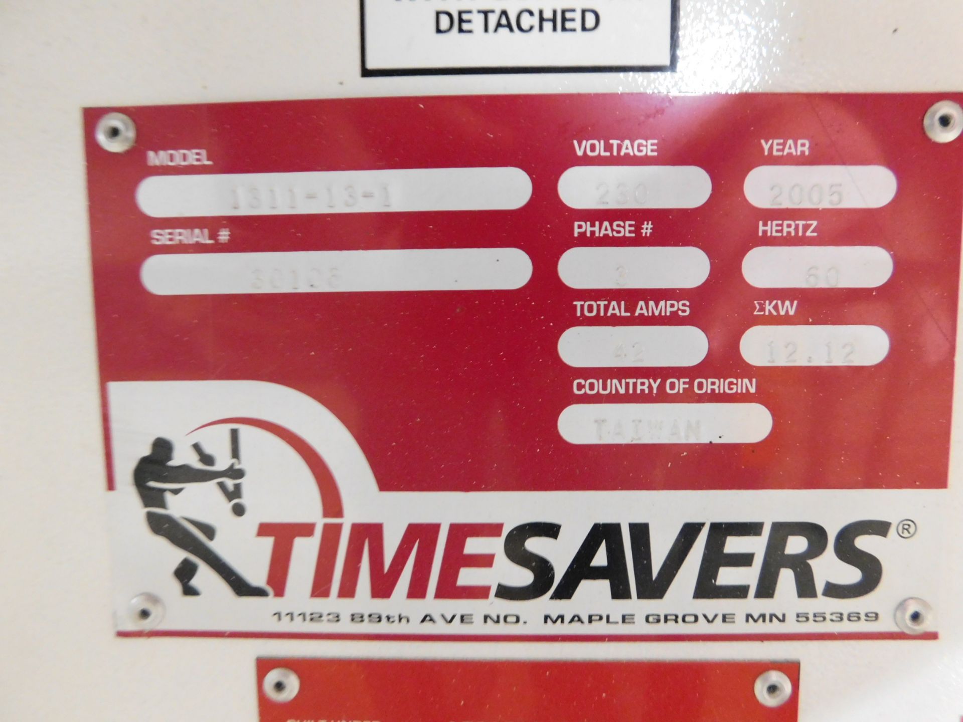 Timesaver Model Series 1300, Model 1311-13-1 Belt Sander, s/n 90106, New 2005, 37” X 60” Belt - Image 8 of 8