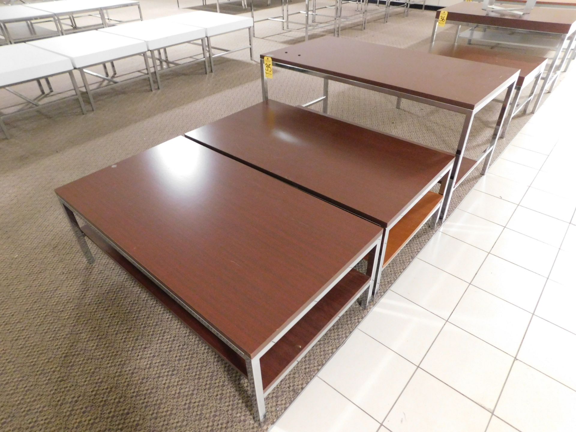 Tables, (1) 32" x 60" x 30" H, and (2) 30" x 54" x 19" H