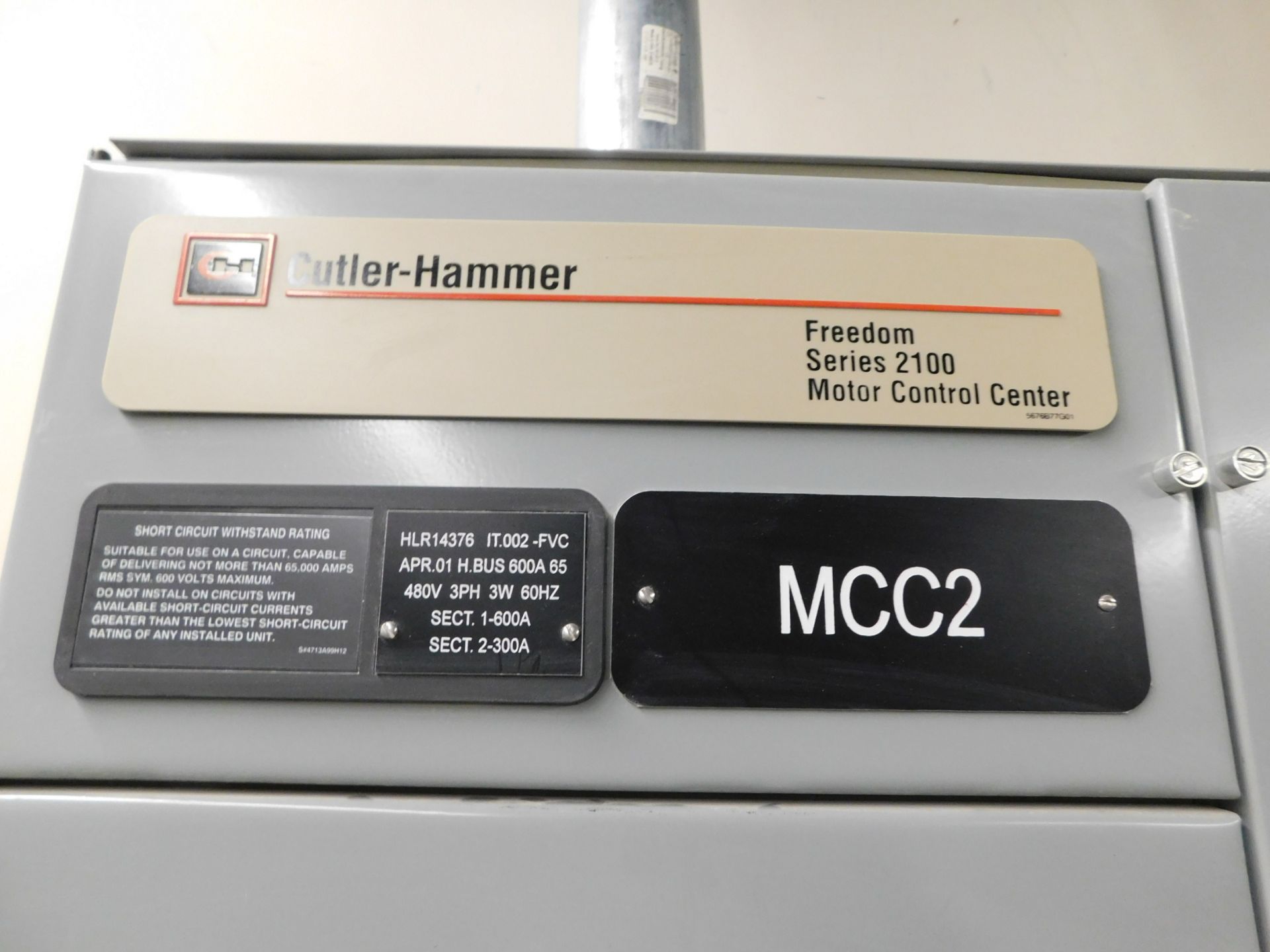 Cutler Hammer Freedom Series 2100 Motor Control Center, HLR14376, 600 Amp, 480 Volt, 3 Phase, 60 - Image 2 of 3