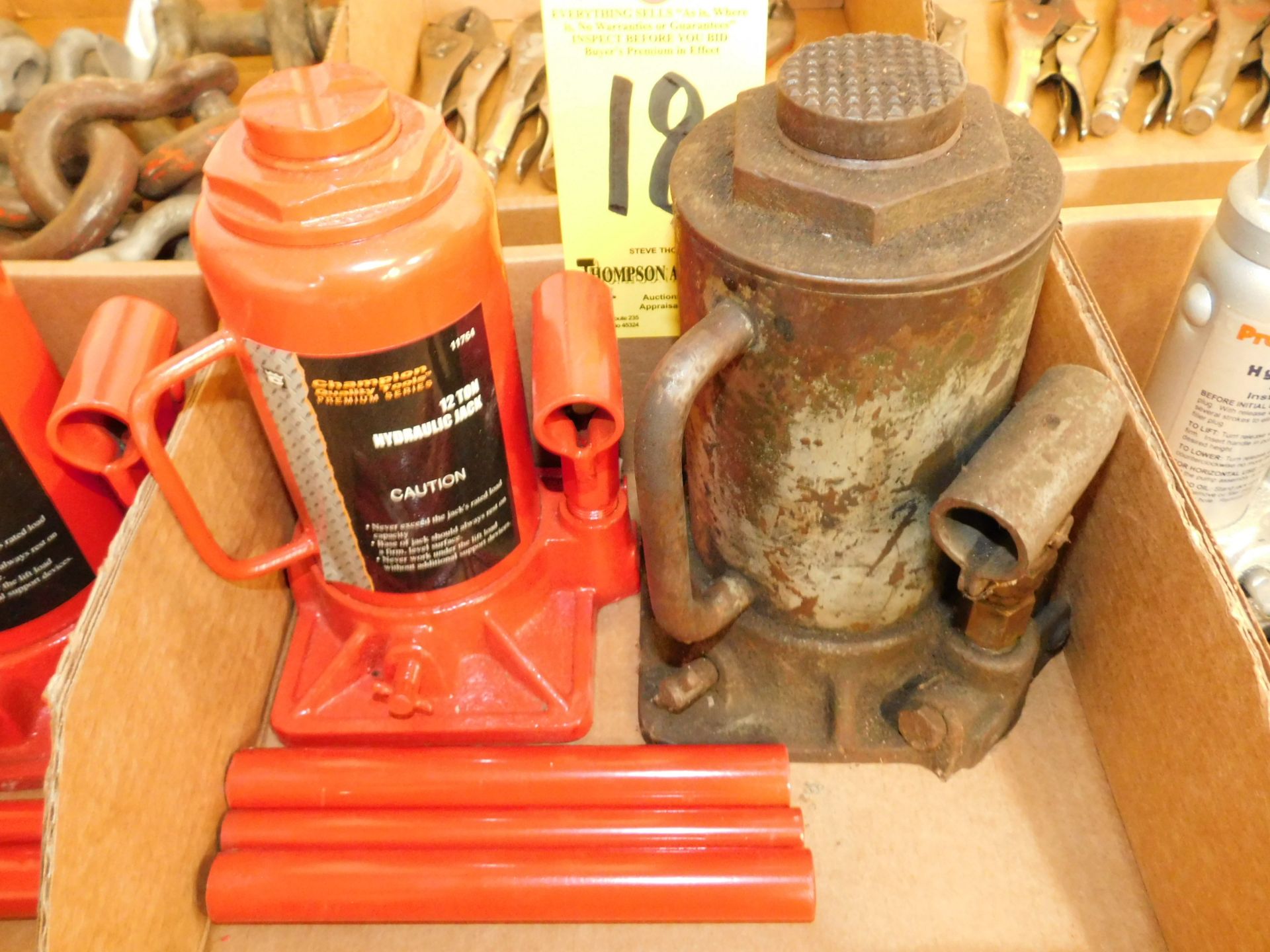 (1) 12-Ton Bottle Jack and (1) Bottle Jack (Cap N/A)