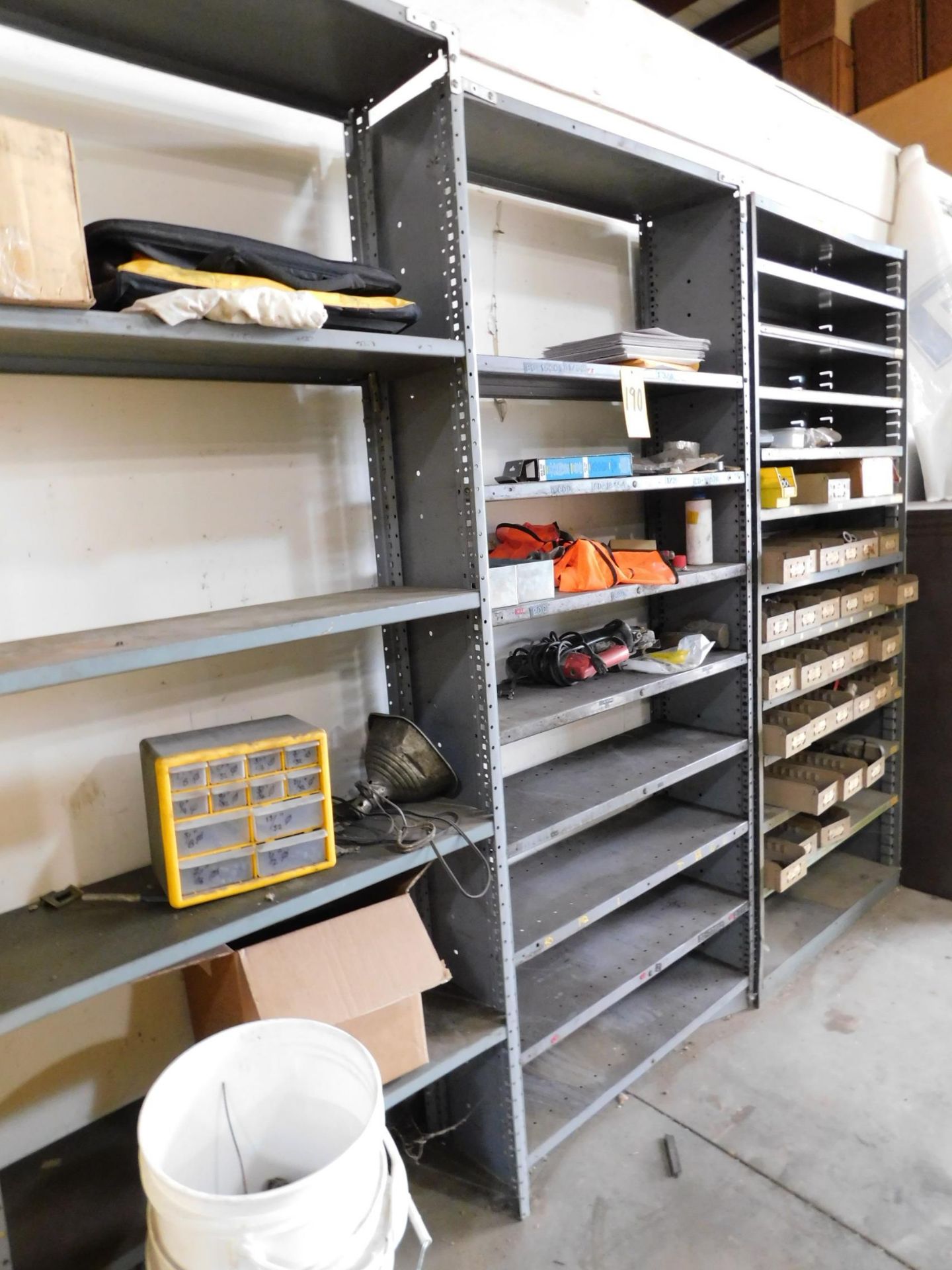 (3) Sections of Metal Shelving and Contents