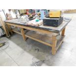 Wooden Workbench, 39" x 120" x 34" H-NO CONTENTS