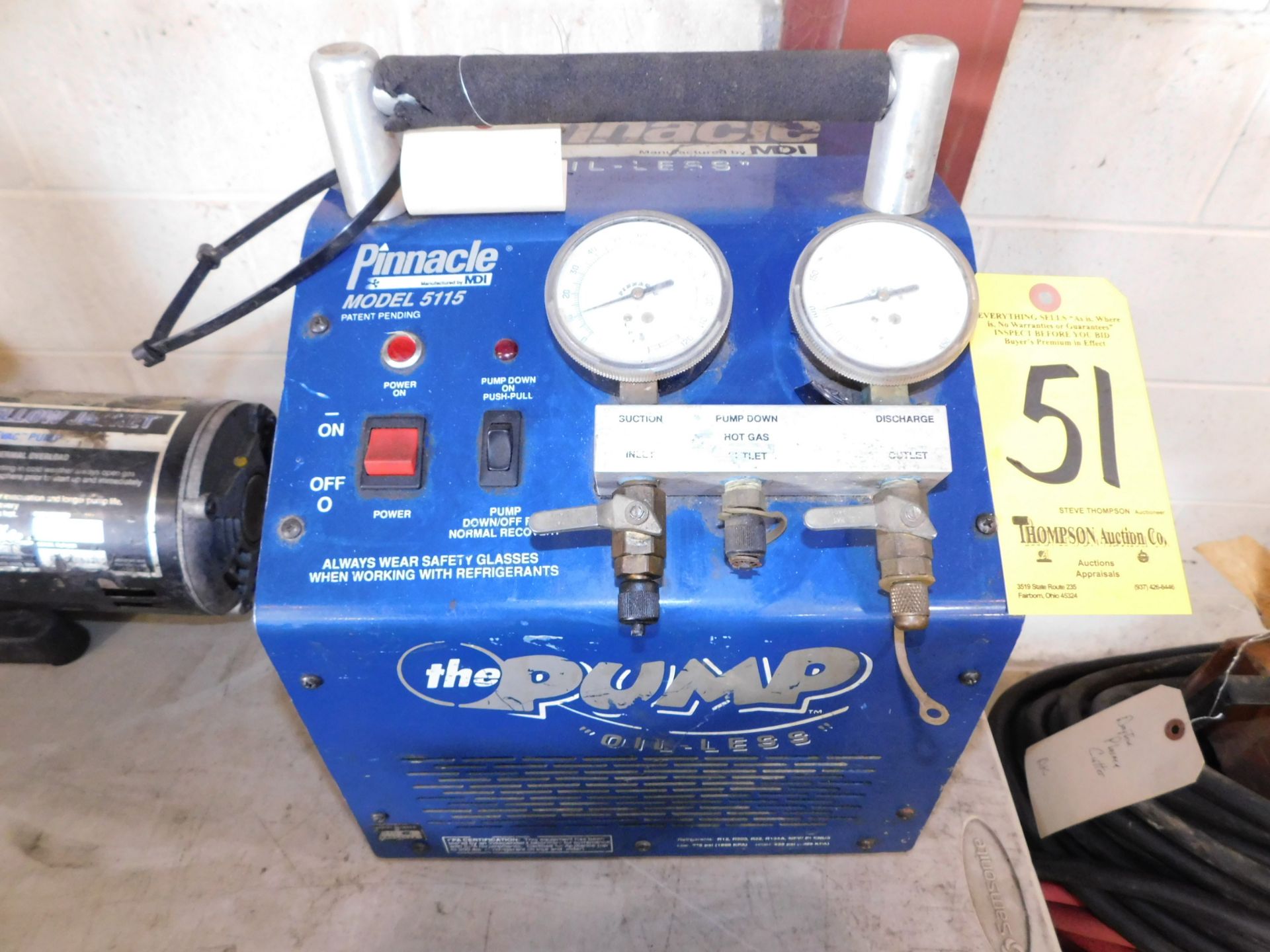 Pinnacle Model 5115 Refrigerant Recovery Pump, 115V, 1 phs