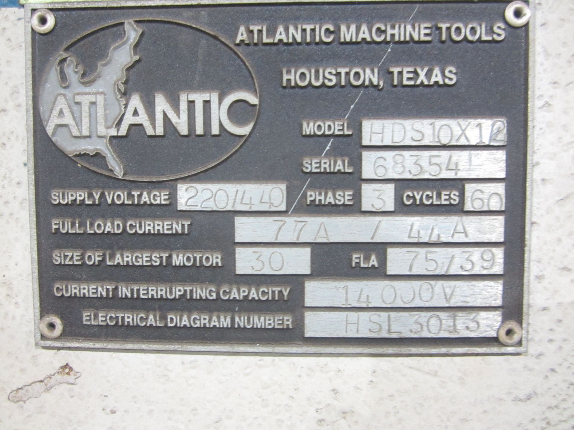 Atlantic Model HDS10'X 1/2" Hydraulic Plate Shear, s/n G8354, 10' X 1/2" Capacity, 36" Front - Image 10 of 10