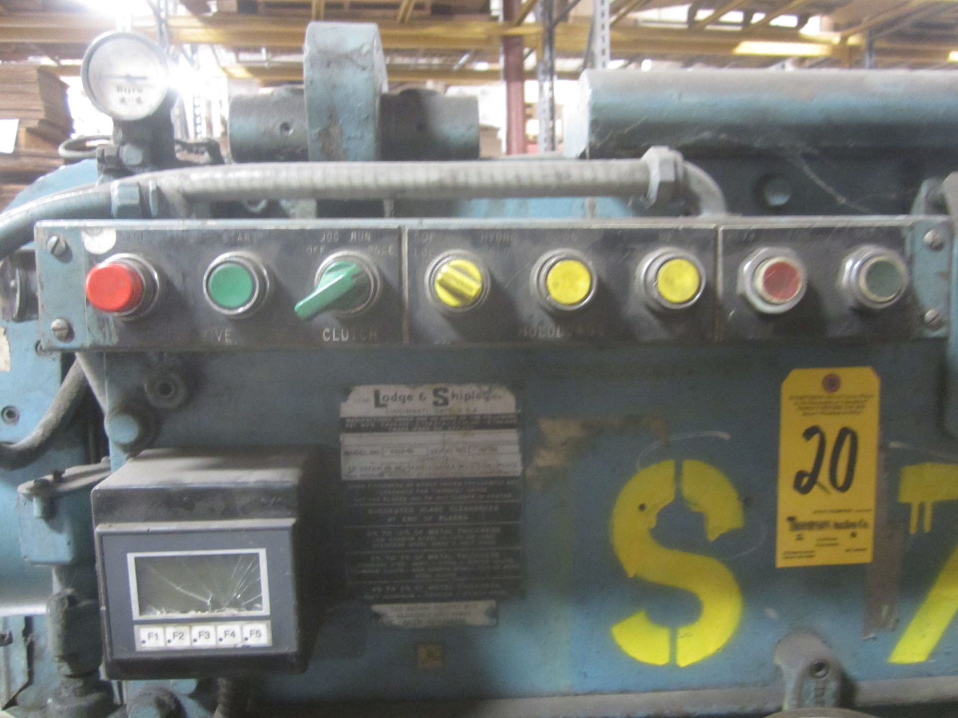 Lodge & Shipley Model U2L0-SL Power Squaring Shear, s/n 47331, 10’ X 10 Gage, Front Operated - Image 7 of 9